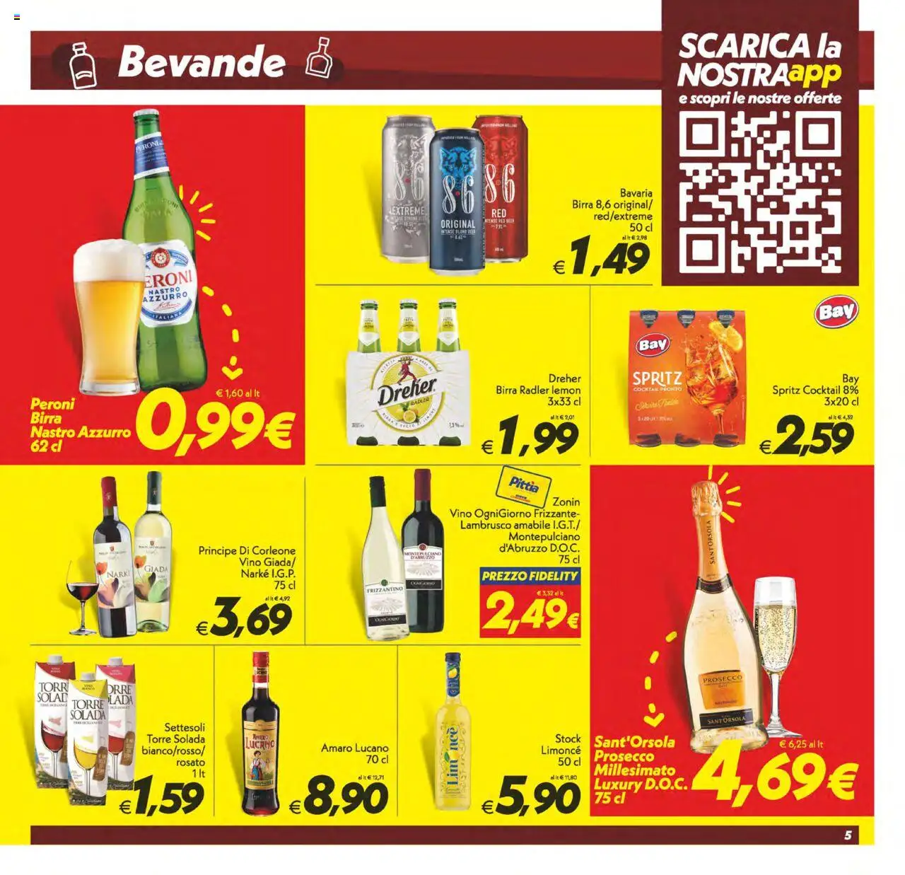 Volantino SuperConveniente del 13.06.2025 | Pagina: 5 | Prodotti: Birra, Prosecco, Vino, Amaro