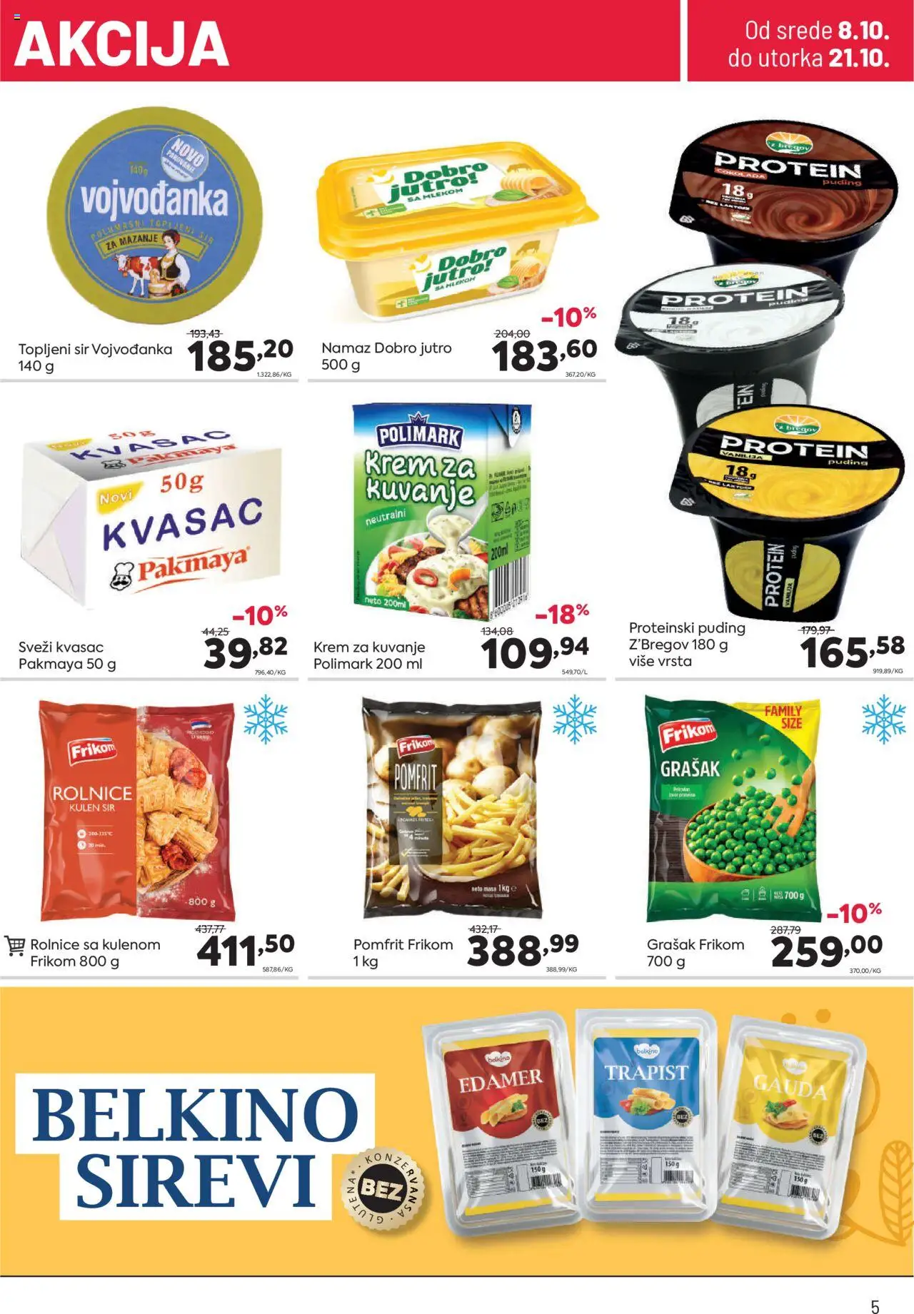 PerSu katalog - važi od 08.10.2025 | Strana: 5 | Proizvode: Proteinski puding, Kulen, Edamer, Pomfrit