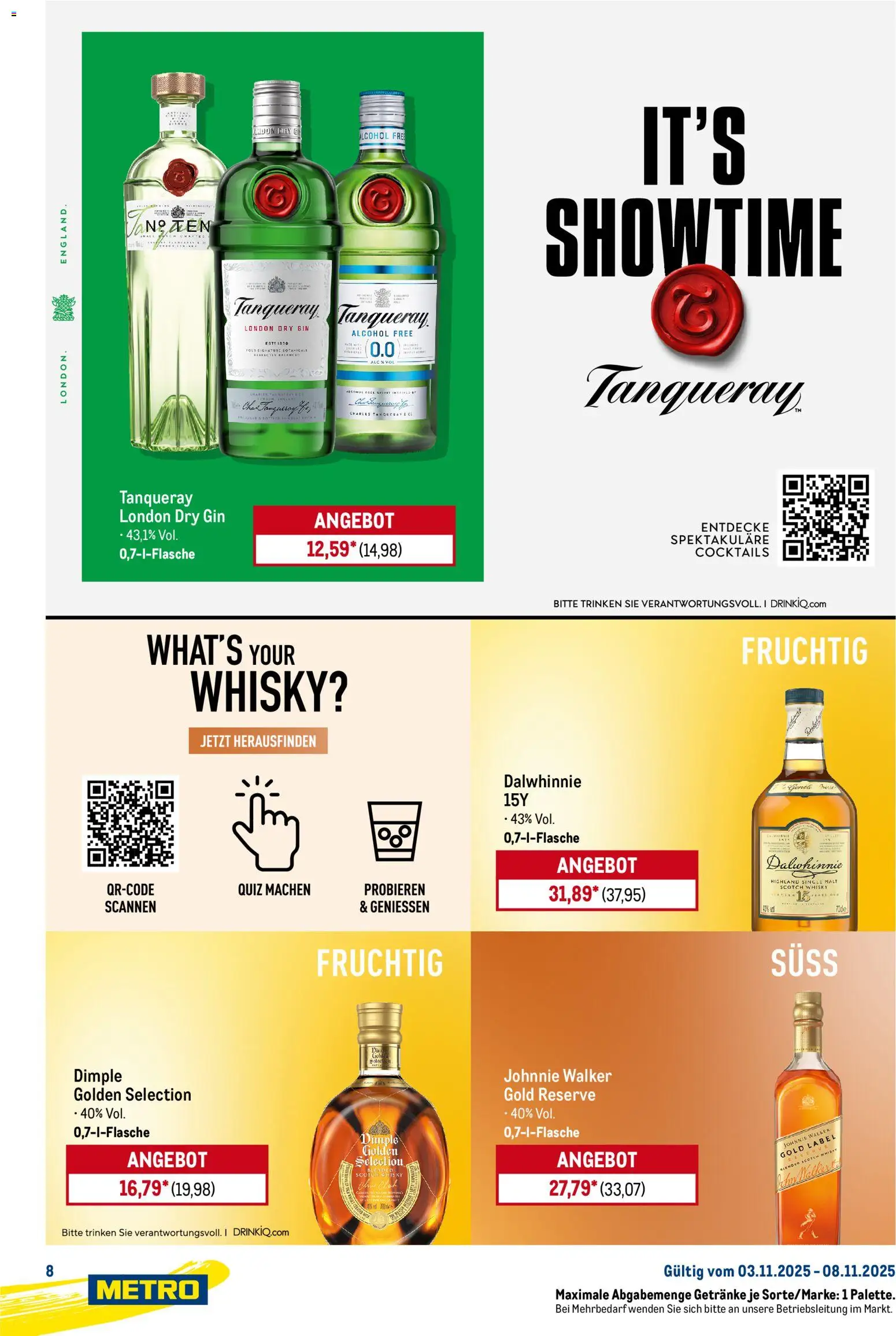 Metro Starke Marken – gültig ab 03.11.2025 | Seite: 8 | Produkte: Whisky, Gin, Johnnie walker