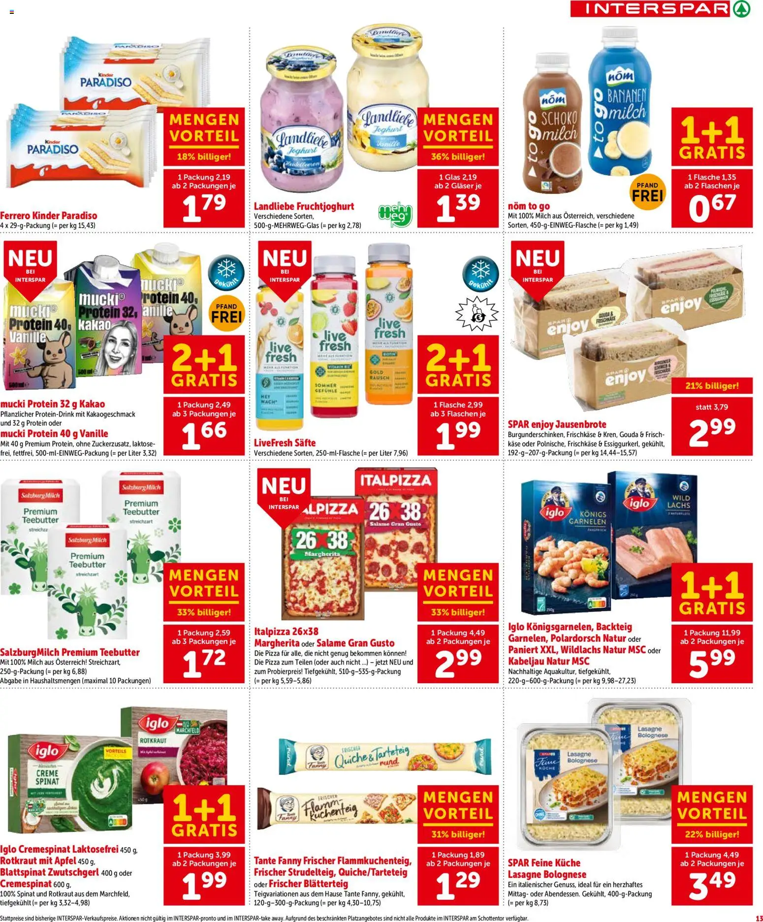 Interspar Flugblatt - Salzburg gültig ab 29.01.2026 | Seite: 14 | Produkte: Käse, Pizza, Äpfel, Bananen