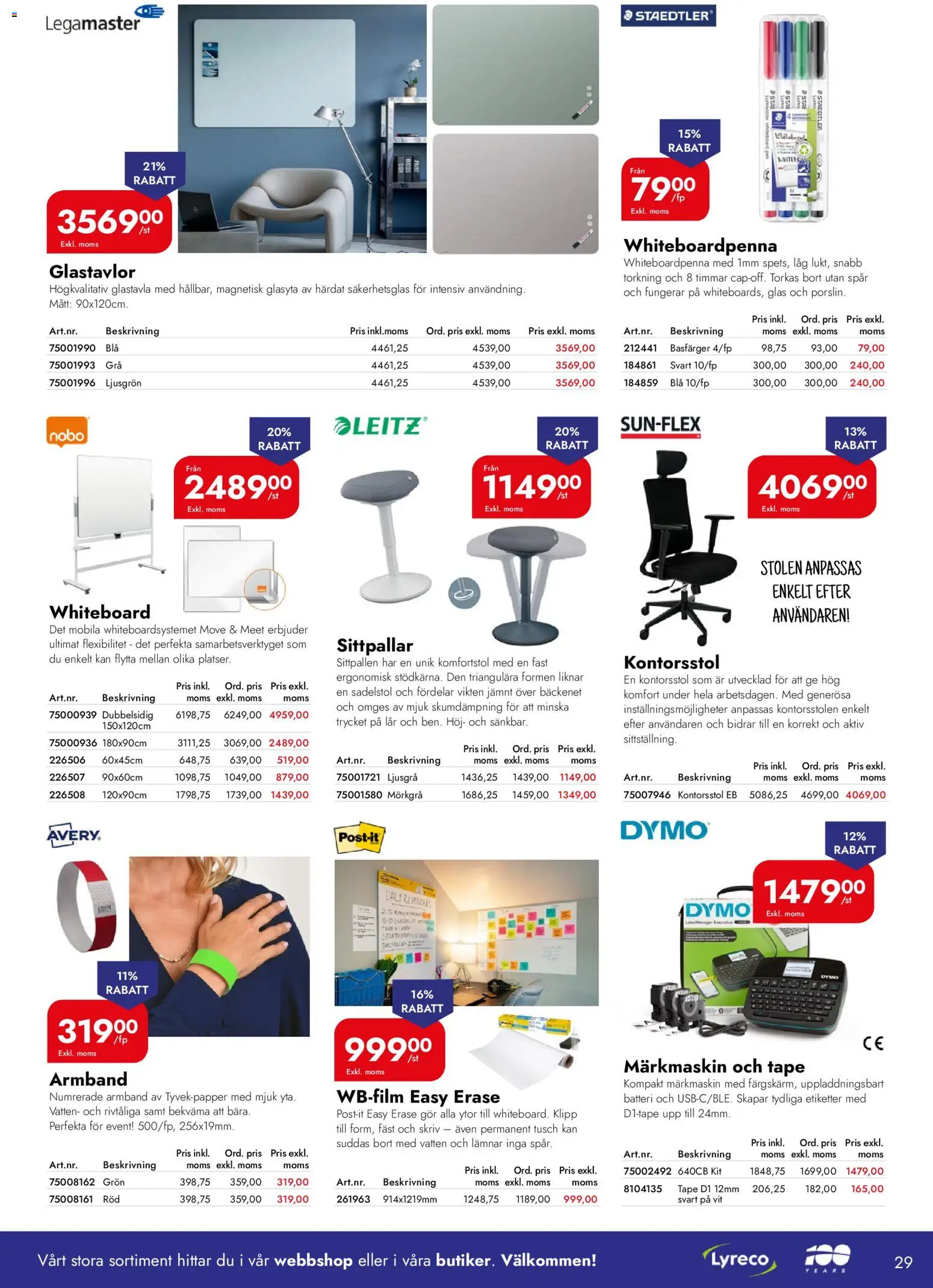 Lyreco reklamblad aktuell från 06.04.2026 | Sida: 29 | Produkter: Kontorsstol, Batteri, Armband