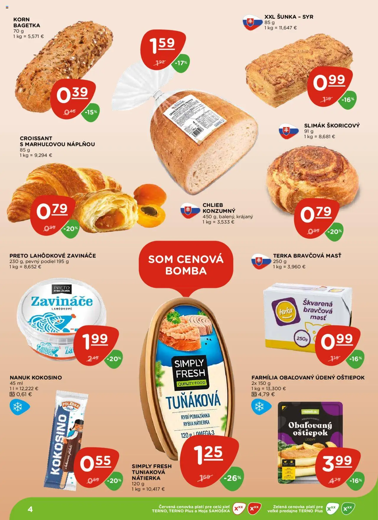 Terno leták │ platný od 21.08.2025 | Strana: 4 | Produkty: Chlieb, Šunka, Croissant, Ryba