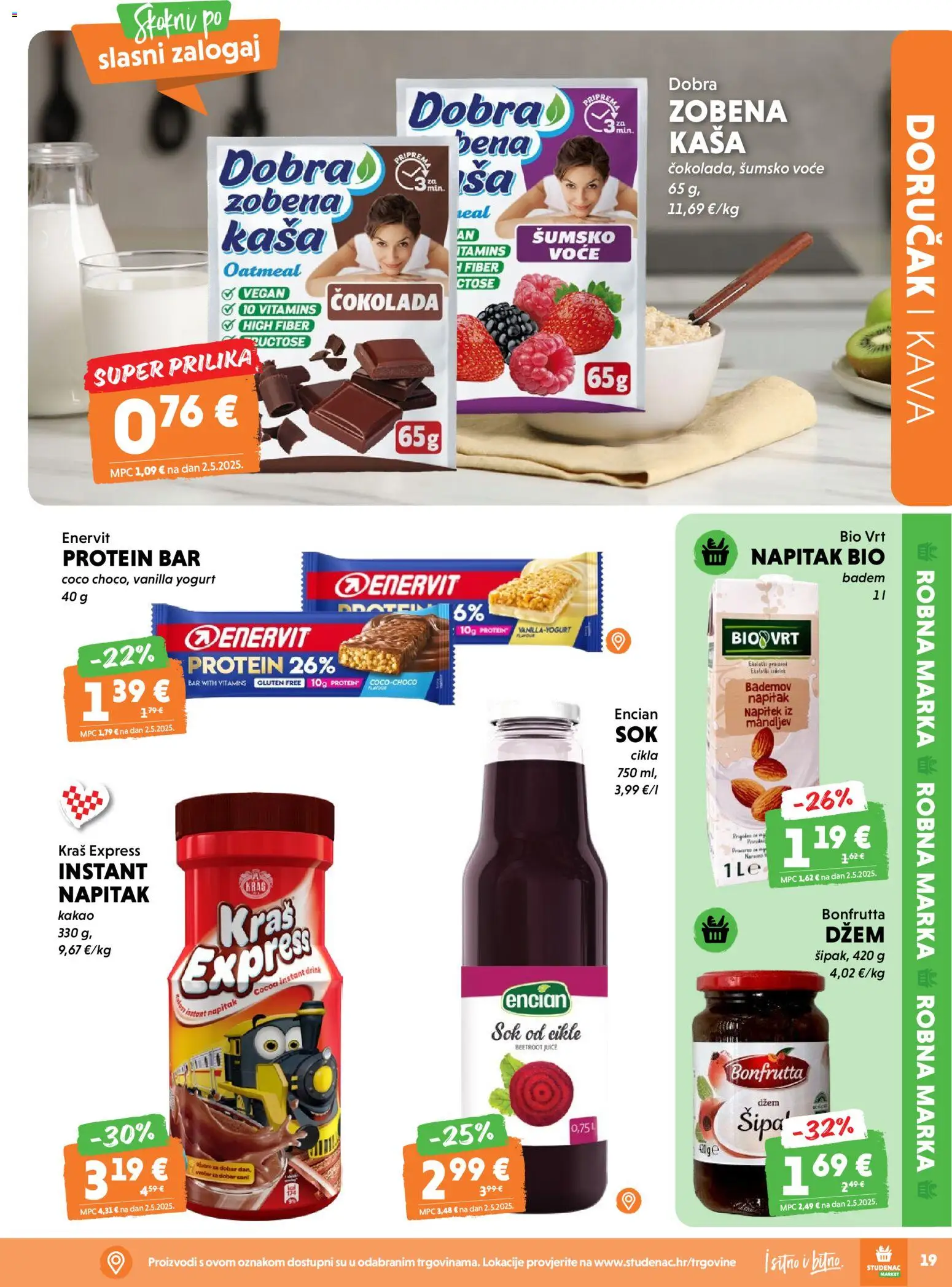 Studenac katalog | vrijedi od 22.04.2026 | Stranica: 19 | Proizvodi: Čokolada, Voće, Džem, Cikla