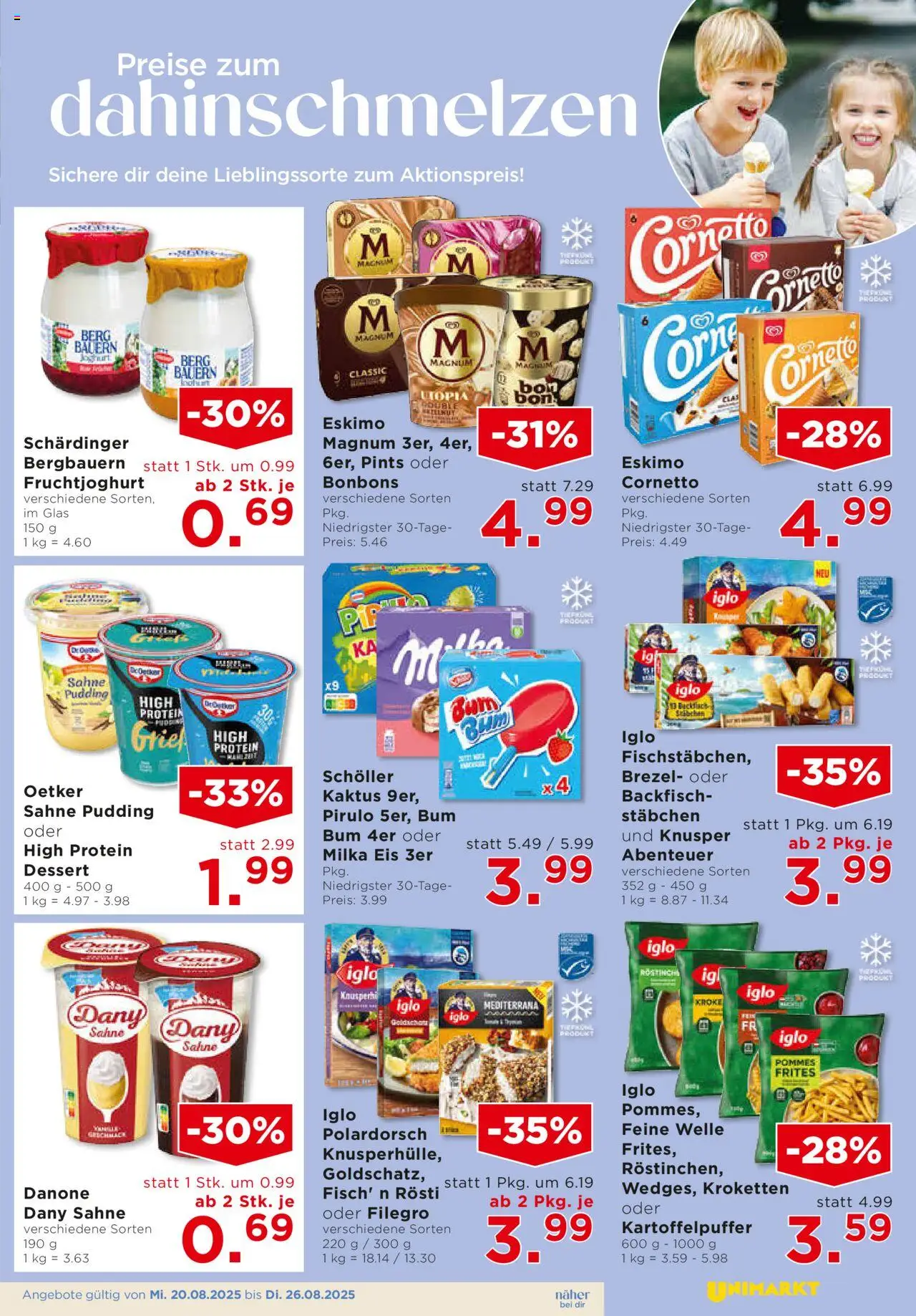 Unimarkt Innviertel gültig ab 20.08.2025 | Seite: 11 | Produkte: Sahne, Eis