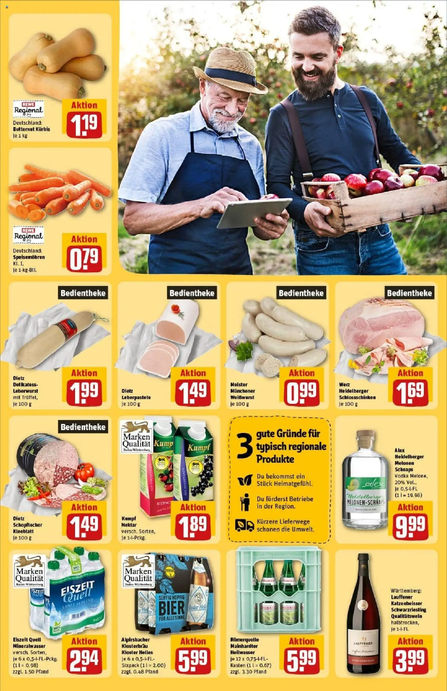 Rewe prospekt Heidenheim	 – gültig ab 26.10.2025 | Seite: 25 | Produkte: Weißwurst, Mineralwasser, Kürbis, Vodka