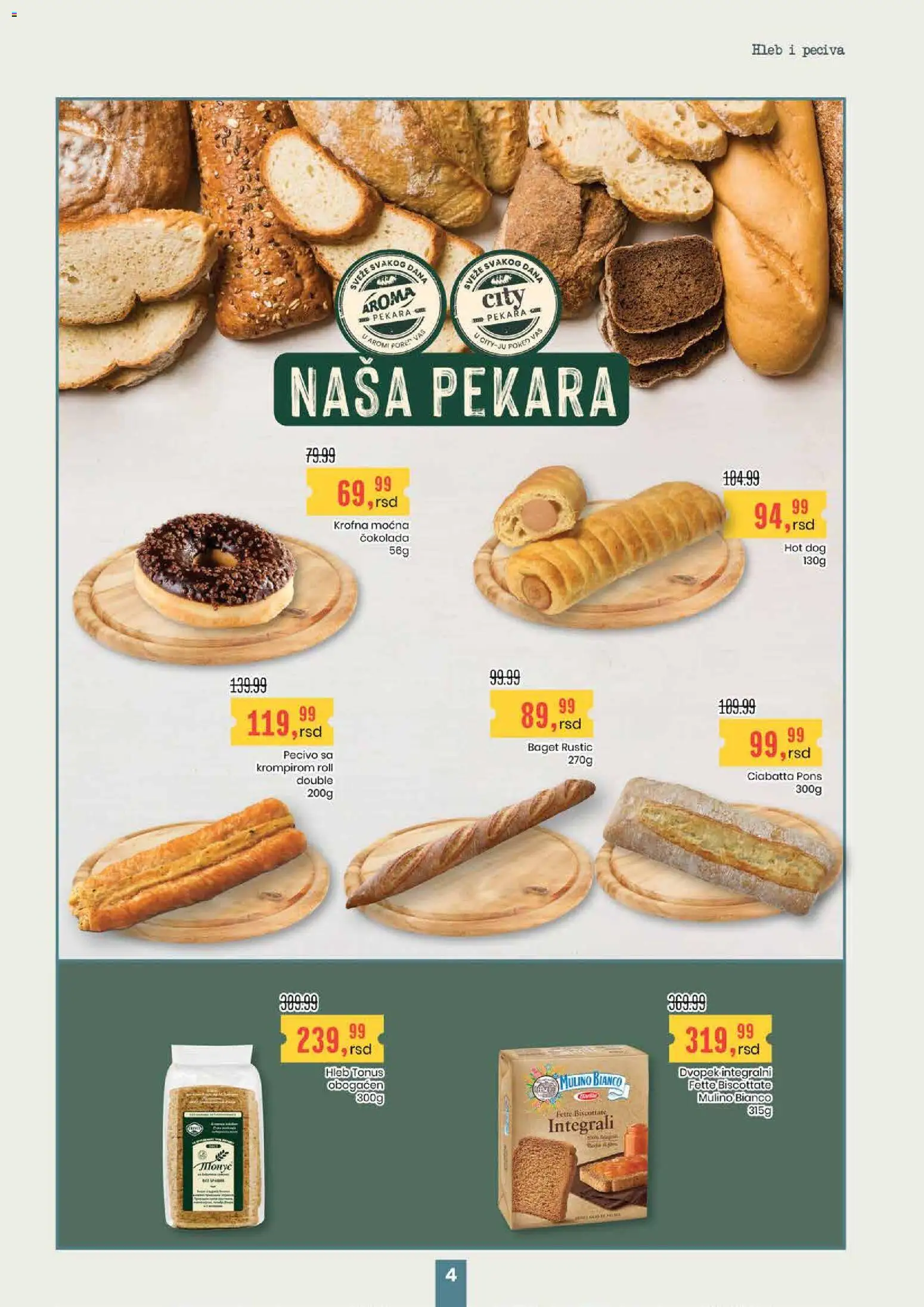 Aroma Market katalog - važi od 16.04.2026 | Strana: 4 | Proizvode: Pekara, Baget, Hleb, Pecivo