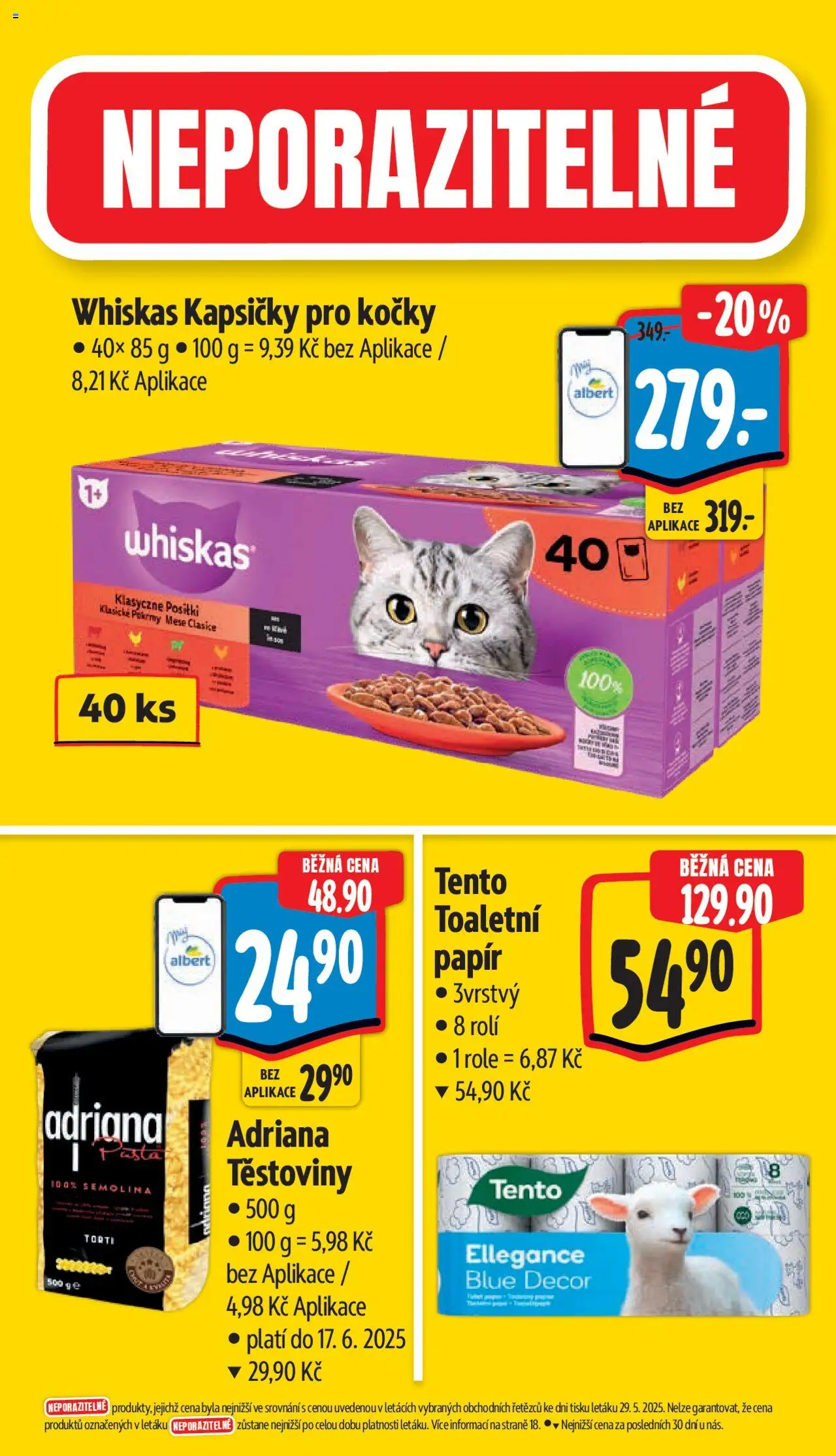 Albert leták - Supermarket od 04.06.2025 | Strana: 5 | Produkty: Těstoviny, Kapsičky pro kočky, Toaletní papír, Těstoviny Adriana