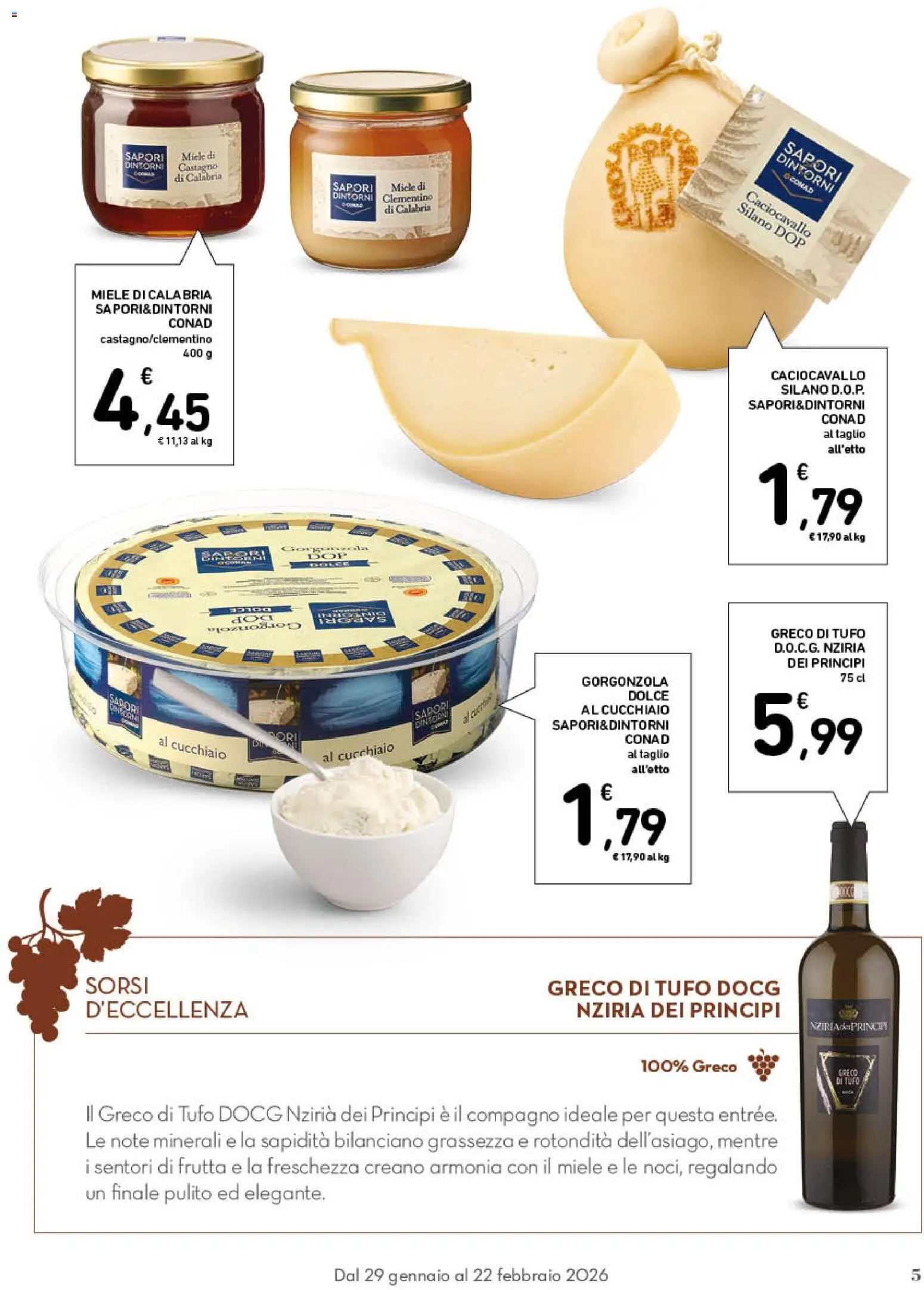 Volantino Conad del 29.01.2026 | Pagina: 5 | Prodotti: Frutta, Miele, Gorgonzola