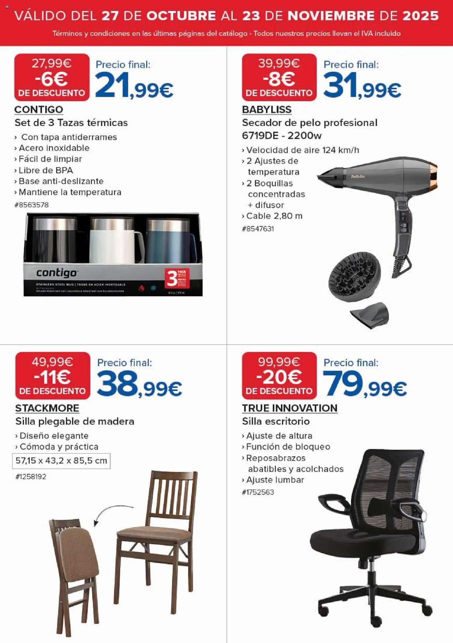 Costco catálogo │ válido desde el 27.10.2025 | Página: 8 | Productos: Cable, Secador de pelo, Silla