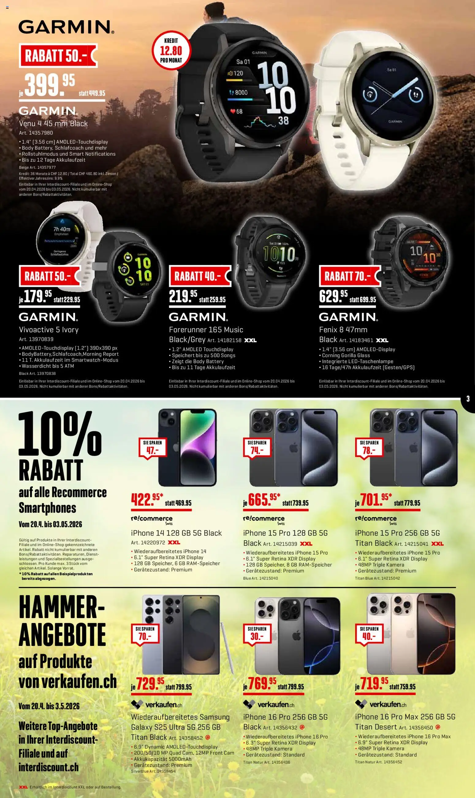 Interdiscount aktionen Mobile – gültig ab 20.04.2026 | Seite: 3 | Produkte: Kamera, Samsung, Iphone