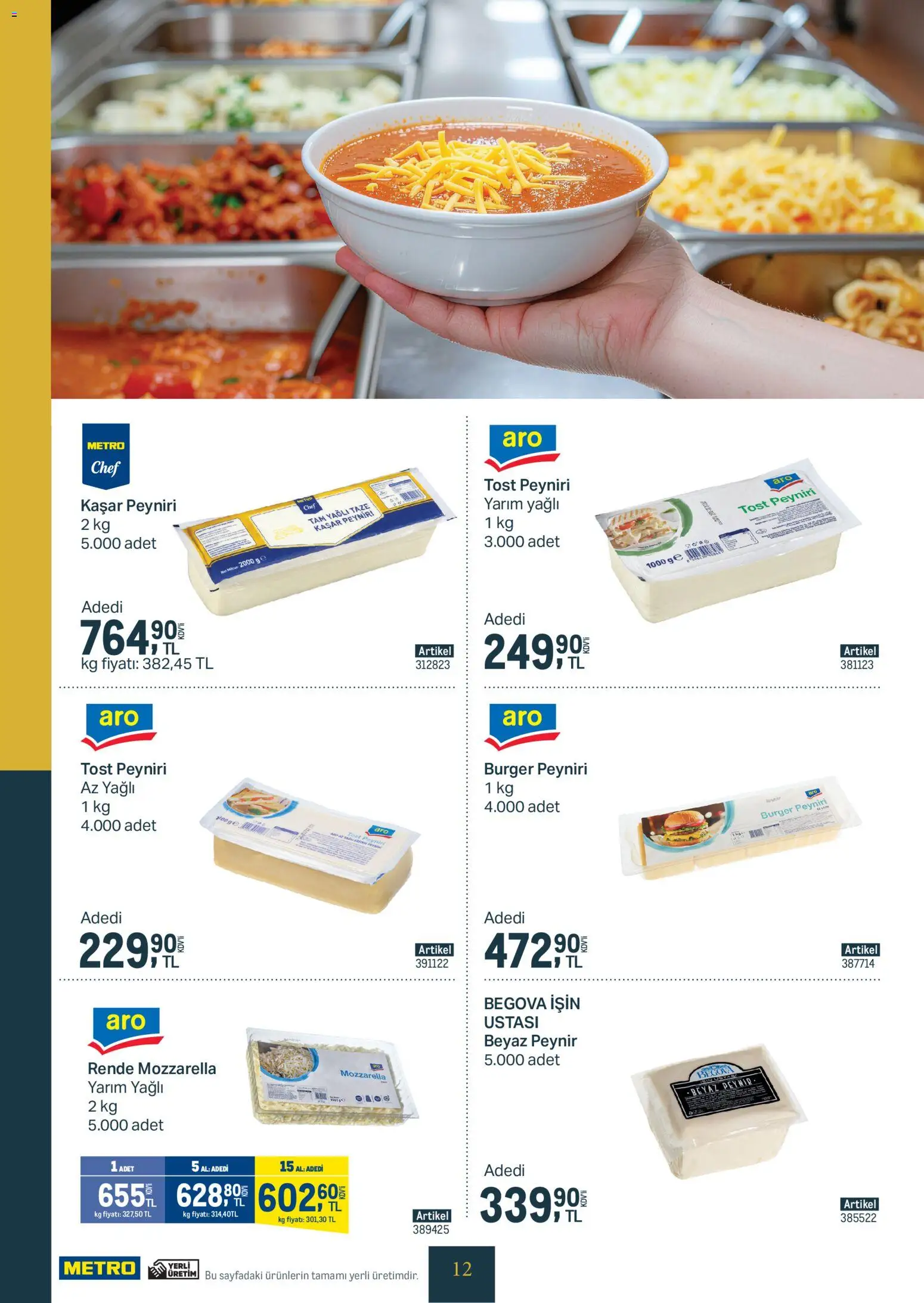 Metro - Kurum ve İşletme Mutfakları - 04.02.2026 tarihinden itibaren geçerlidir | Sayfa: 12 | Ürünler: Peynir, Rende