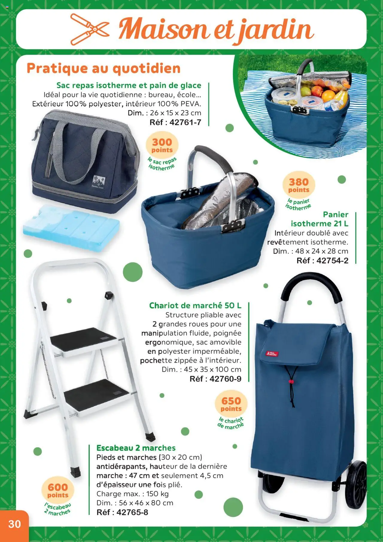 {H1} | Page: 30 | Produits: Sac, Panier, Pain, Escabeau