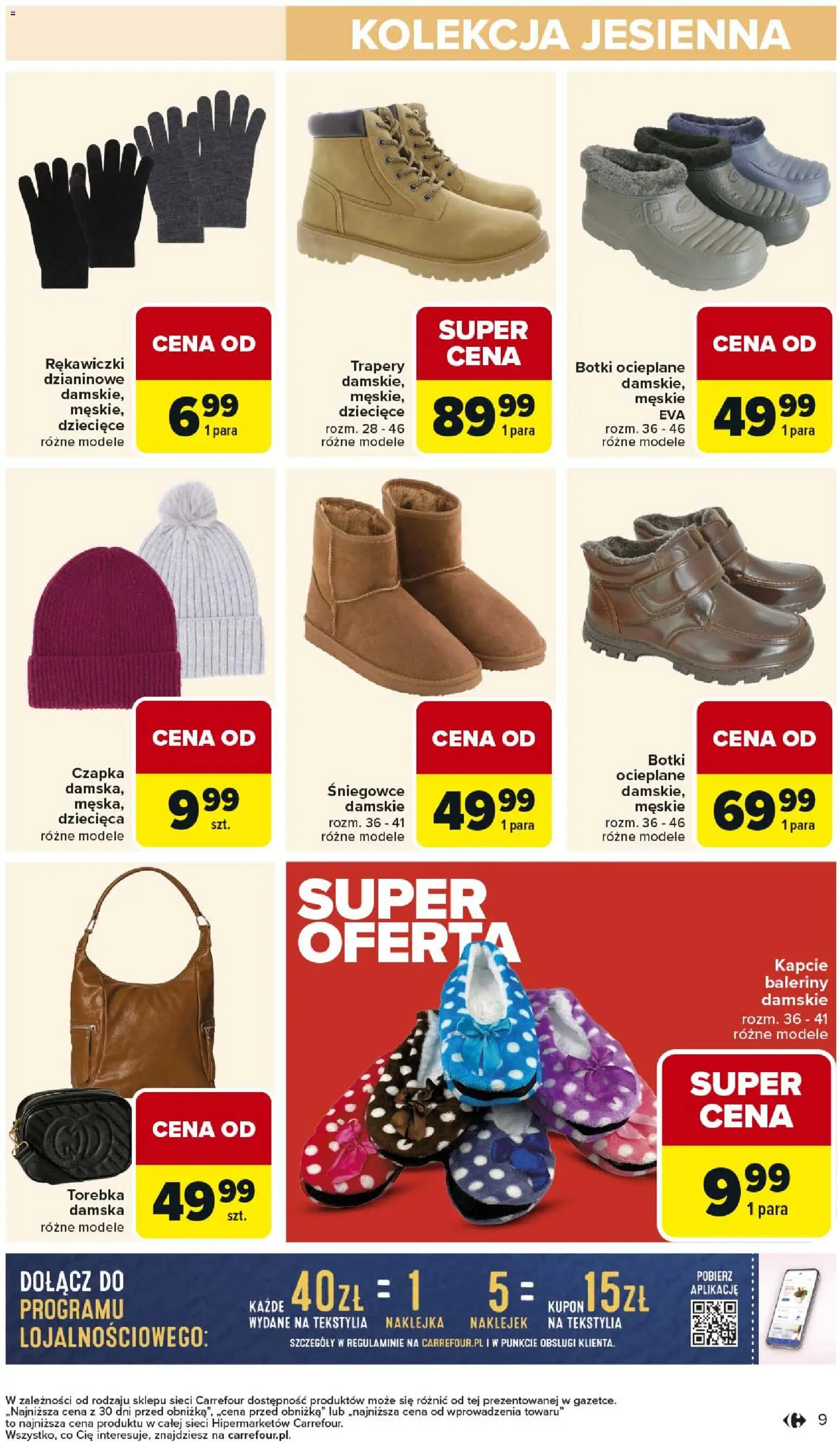 Carrefour Gazetka - Łap super okazje od 03.11.2025 | Strona: 9 | Produkty: Kapcie, Torebka, Czapka, Śniegowce