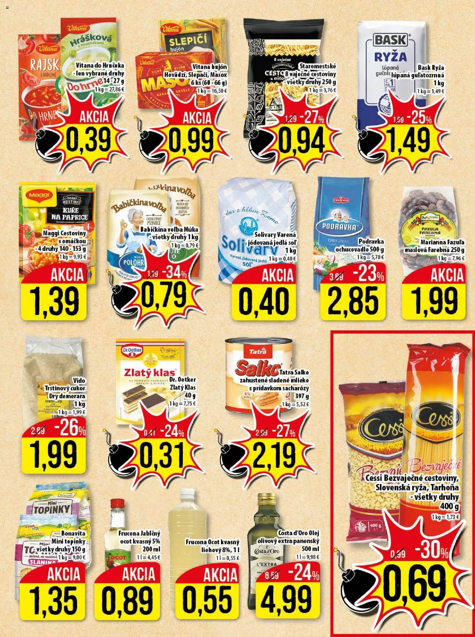 Nové Klas akcie – leták je platný od 03.11.2025 | Strana: 16 | Produkty: Bujón, Múka, Soľ, Tarhoňa