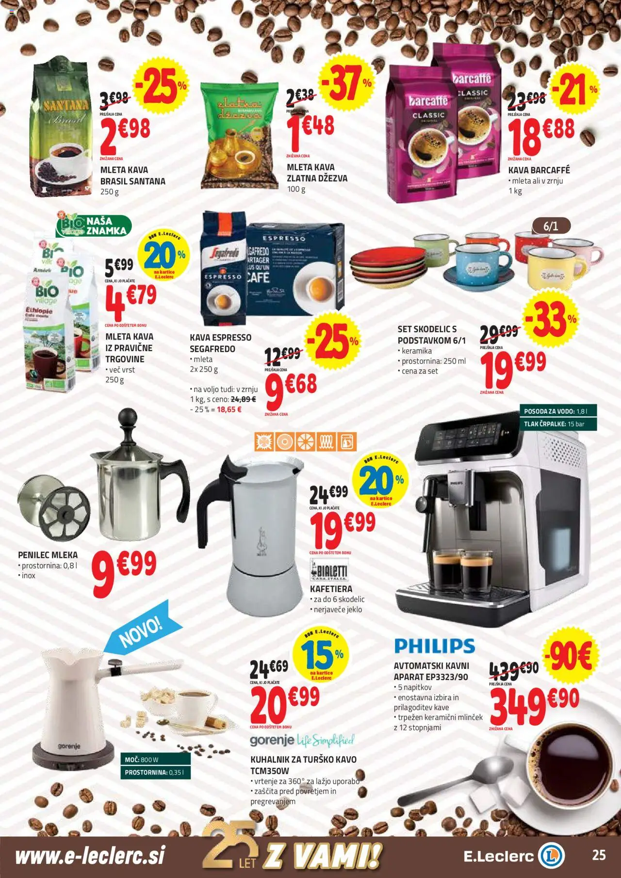 Novi E.leclerc katalog ponudbe – veljaven od 08.10.2025 | Stran: 25 | Izdelki: Kuhalnik, Kava