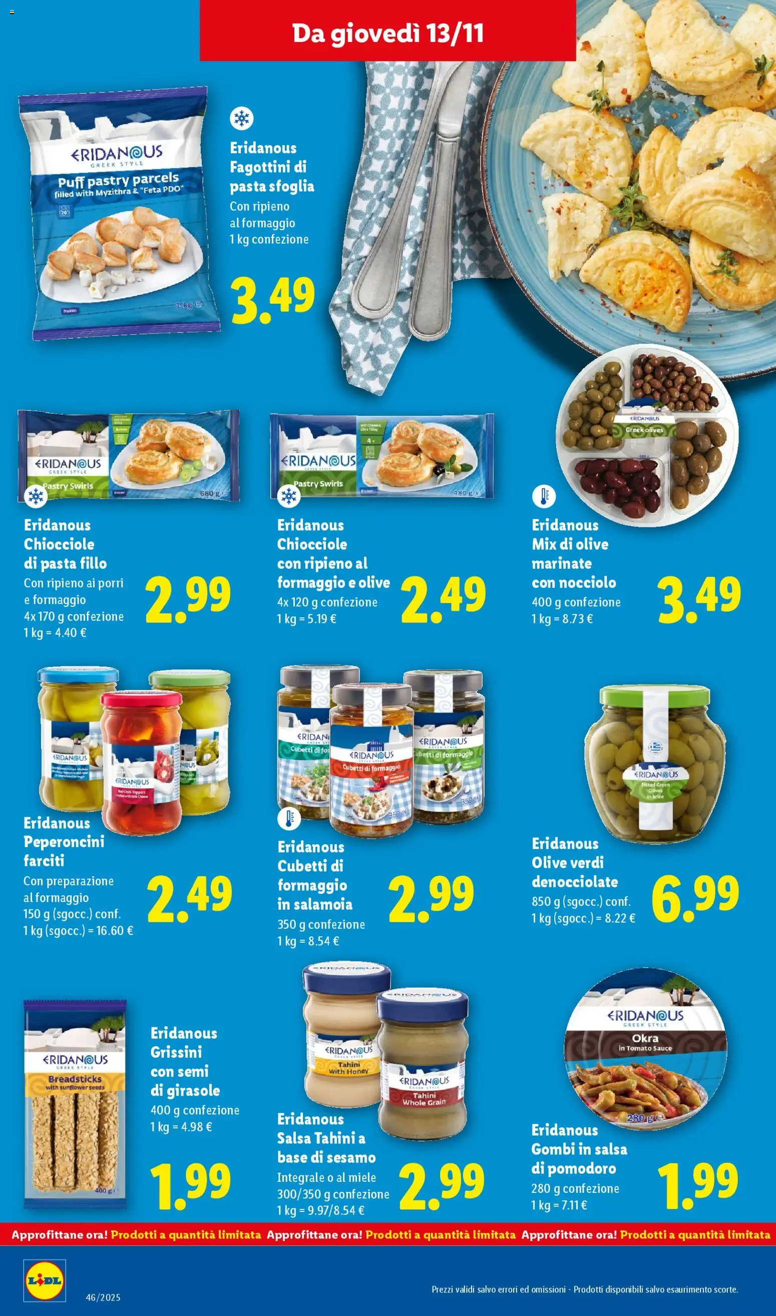 Volantino Lidl del 10.11.2025 | Pagina: 26 | Prodotti: Pasta sfoglia, Olive, Pasta, Miele