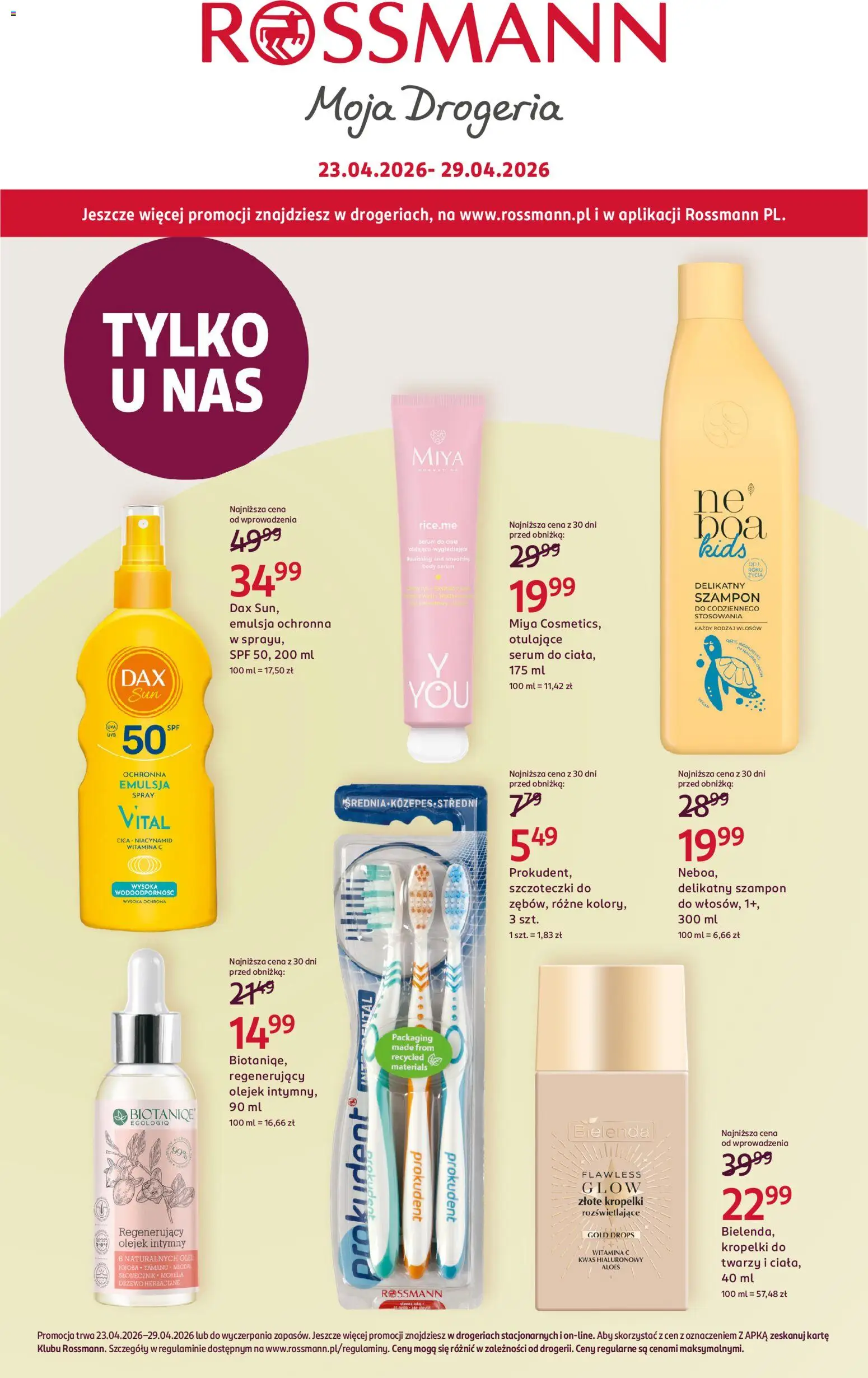Rossmann gazetka od 23.04.2026 | Strona: 1 | Produkty: Drogeria, Aloes, Szampon, Body