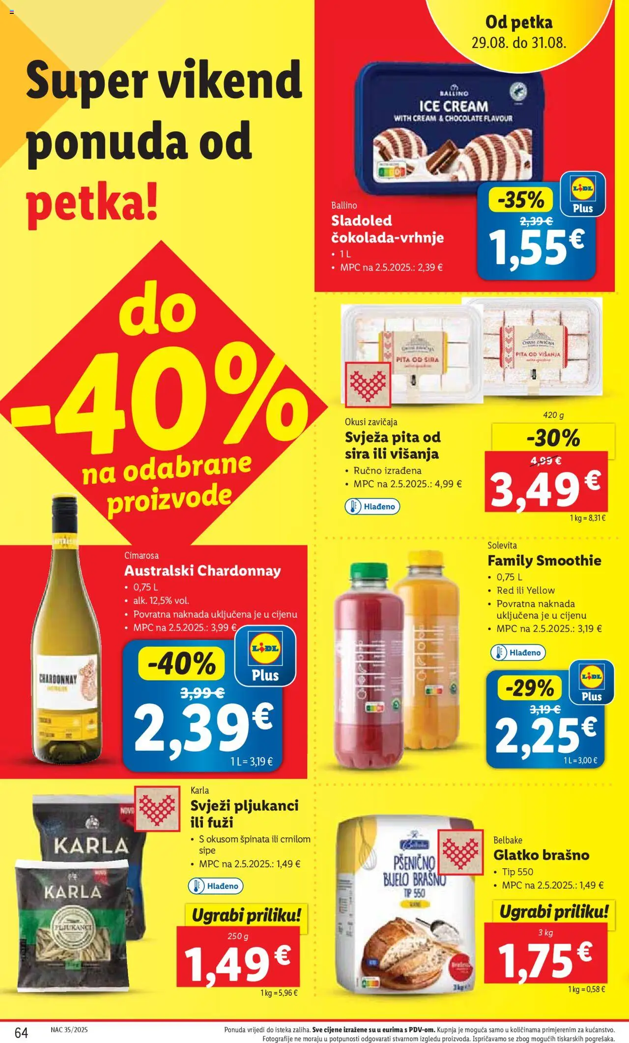 Lidl katalog | vrijedi od 25.08.2025 | Stranica: 64 | Proizvodi: Sladoled, Brašno, Smoothie, Pasta