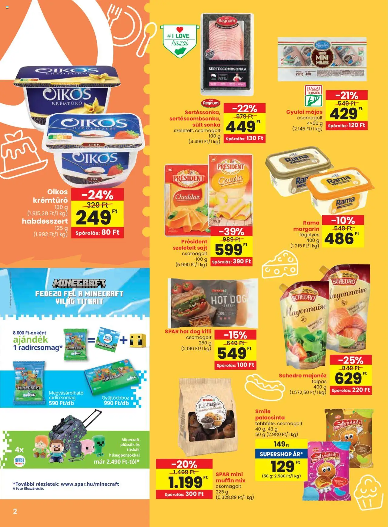 Spar akciós ujság - amely érvényes a következő dátumtól: 28.08.2025 | Oldal: 2 | Termékek: Hot dog, Krémtúró, Cheddar, Szeletelt sajt