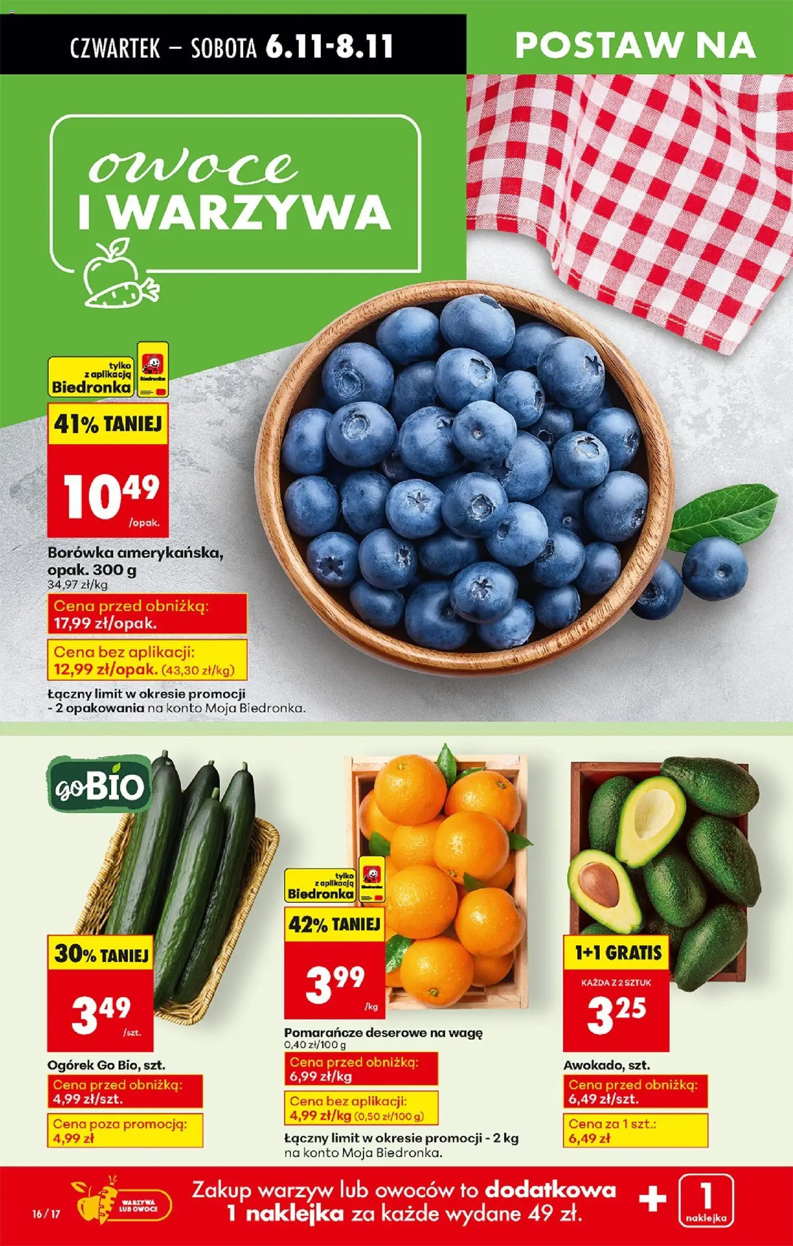 Biedronka gazetka - Oferta w tym tygodniu od 06.11.2025 | Strona: 20 | Produkty: Borówka amerykańska, Awokado, Warzywa, Owoce