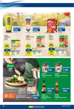 Metro akciós újság - amely érvényes a következő dátumtól: 16.04.2026 | Oldal: 18 | Termékek: Leveskocka, Hollandi mártás, Mustár, Szósz