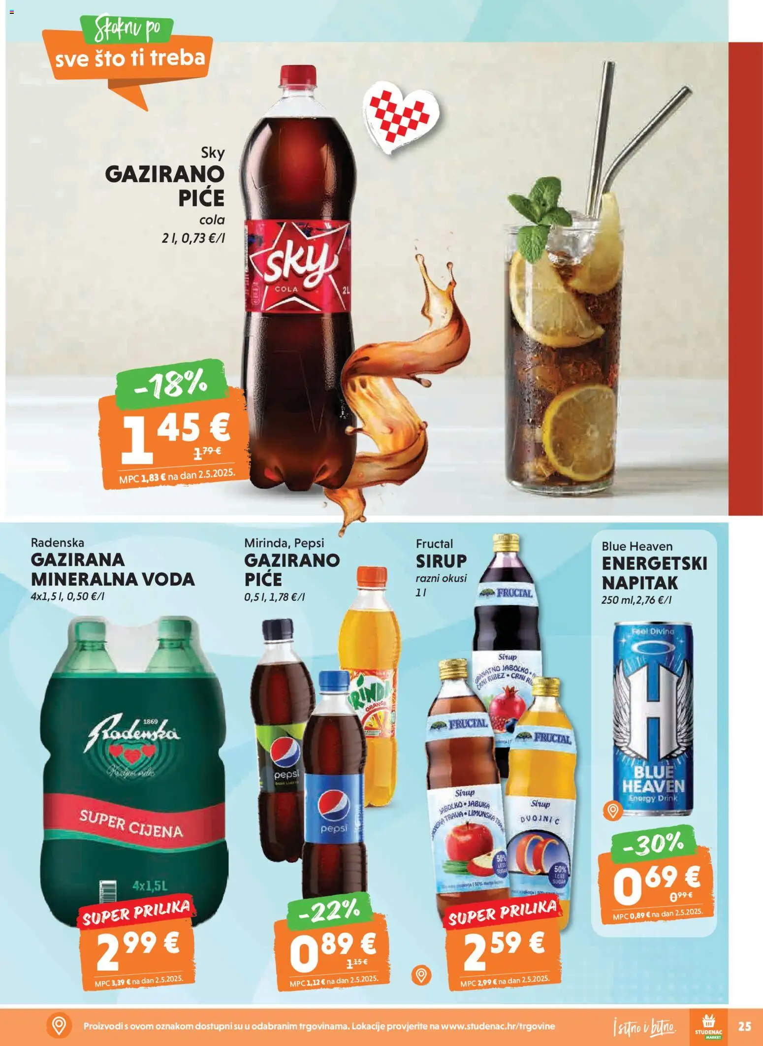 Studenac katalog | vrijedi od 25.02.2026 | Stranica: 25 | Proizvodi: Mineralna voda, Voda, Sirup, Jabuka