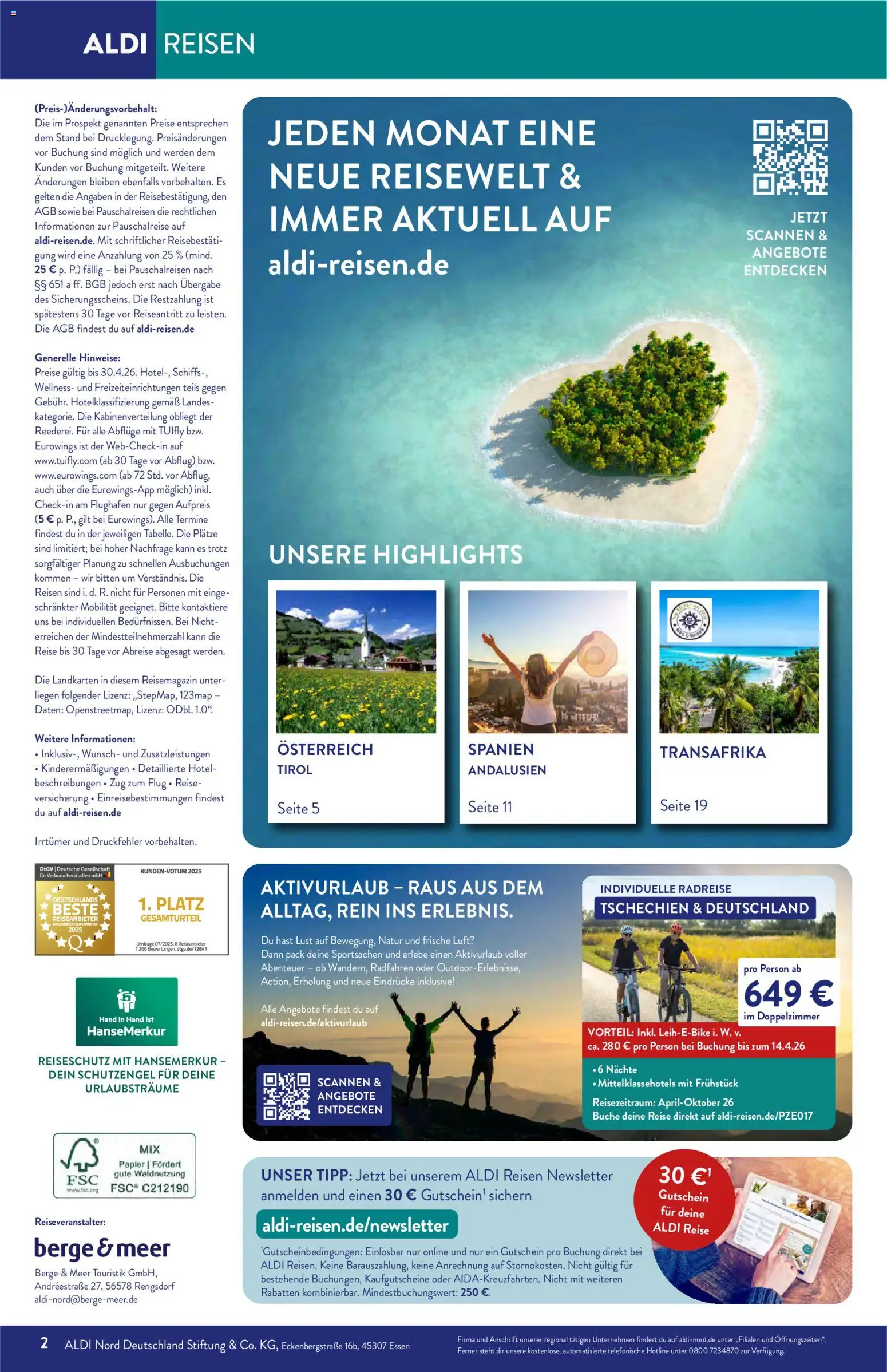 Aldi Reisen  Reisemagazin – gültig ab 01.04.2026 | Seite: 2