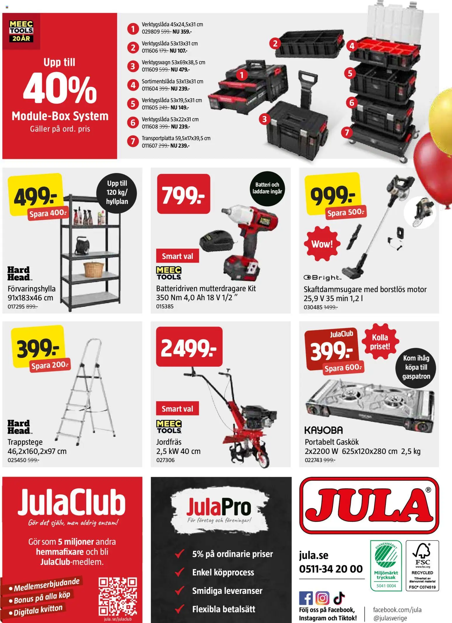 Jula reklamblad aktuell från 26.02.2026 | Sida: 8 | Produkter: Trappstege, Jordfräs, Galler, Skaftdammsugare