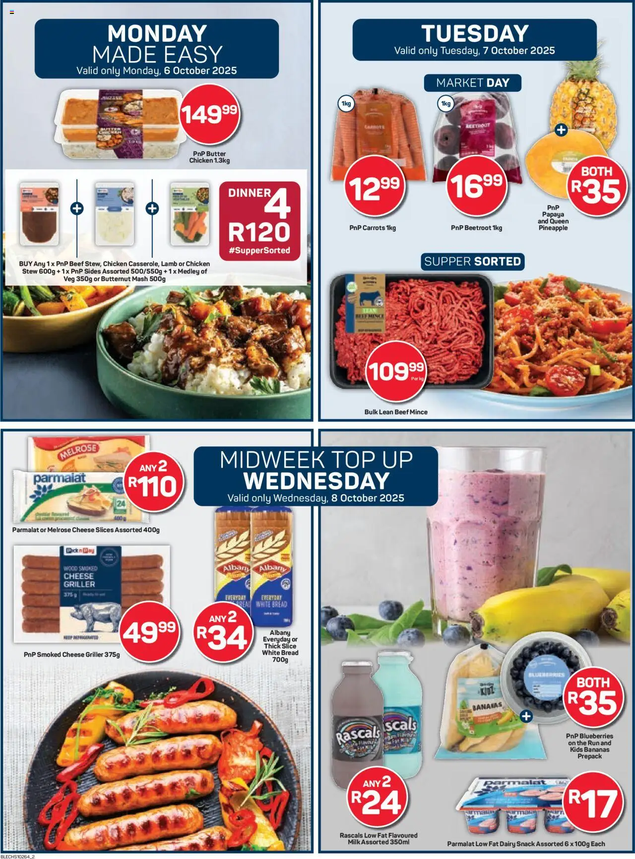 New Pick n Pay catalogue – valid from 06.10.2025 | Page: 2 | Products: Blueberries, Chicken, Pineapple, Griller