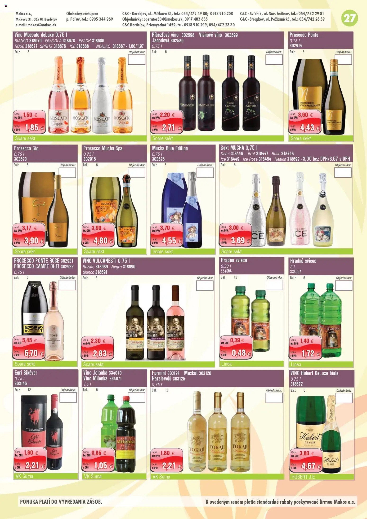 Nové Makos akcie – leták je platný od 06.04.2026 | Strana: 27 | Produkty: Víno, Prosecco, Ríbezľové víno