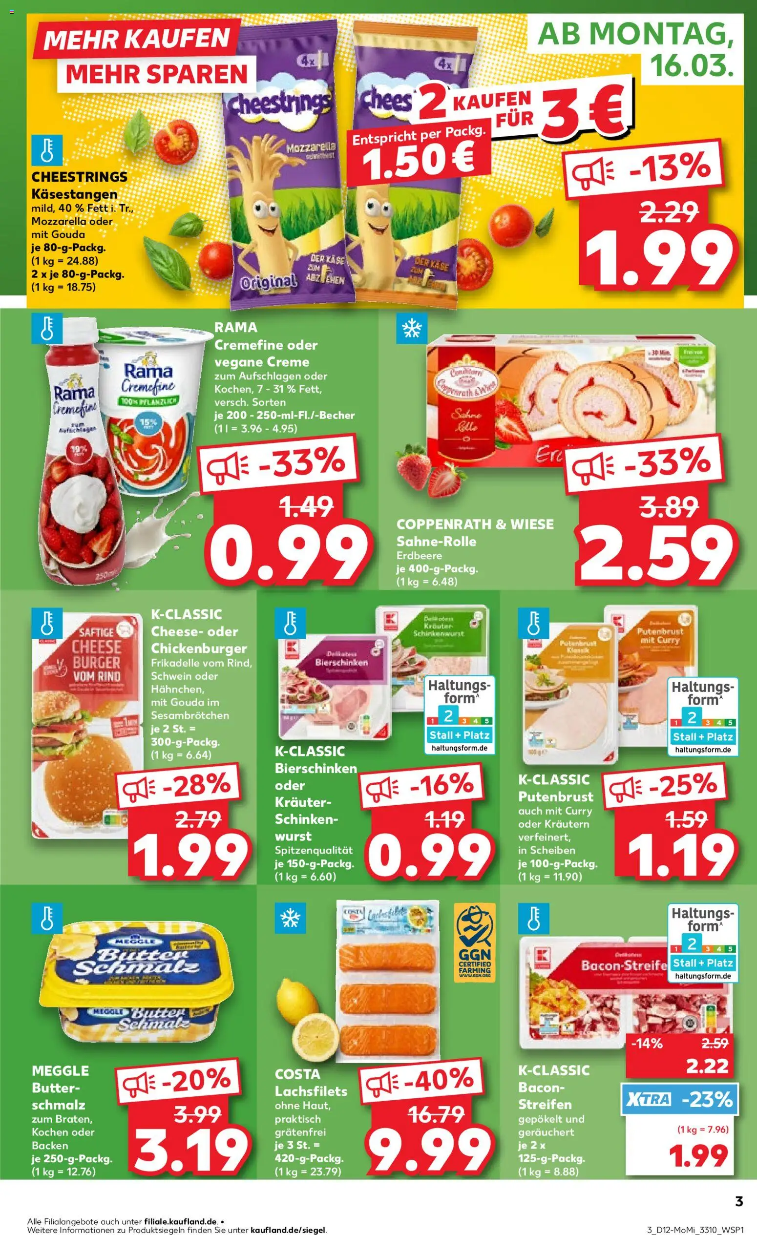 Kaufland Prospekt Leipzig	 – gültig ab 16.03.2026 | Seite: 3 | Produkte: Butter, Rama cremefine, Wurst, Sahne