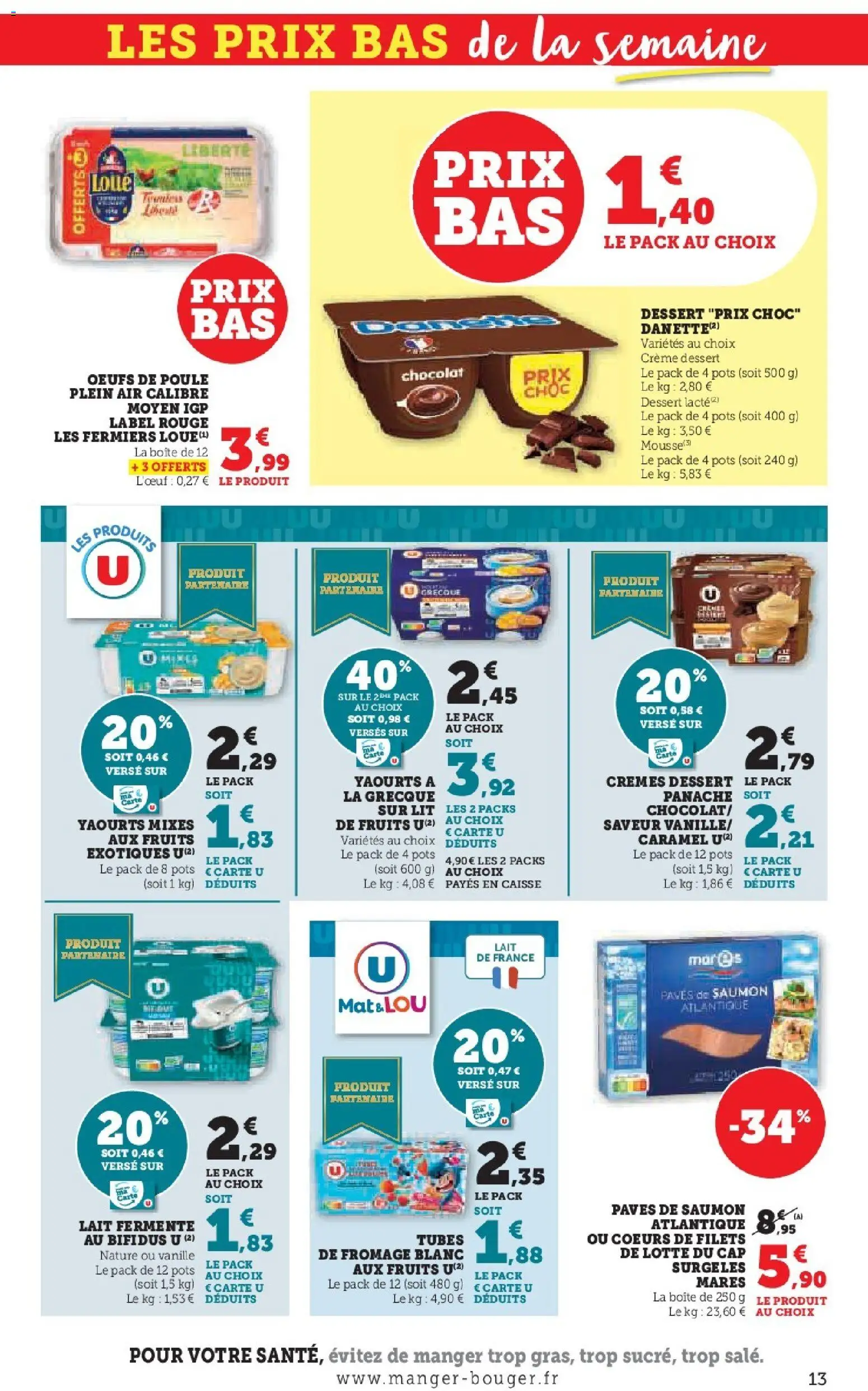 {H1} | Page: 13 | Produits: Lit, Lait, Chocolat, Saumon