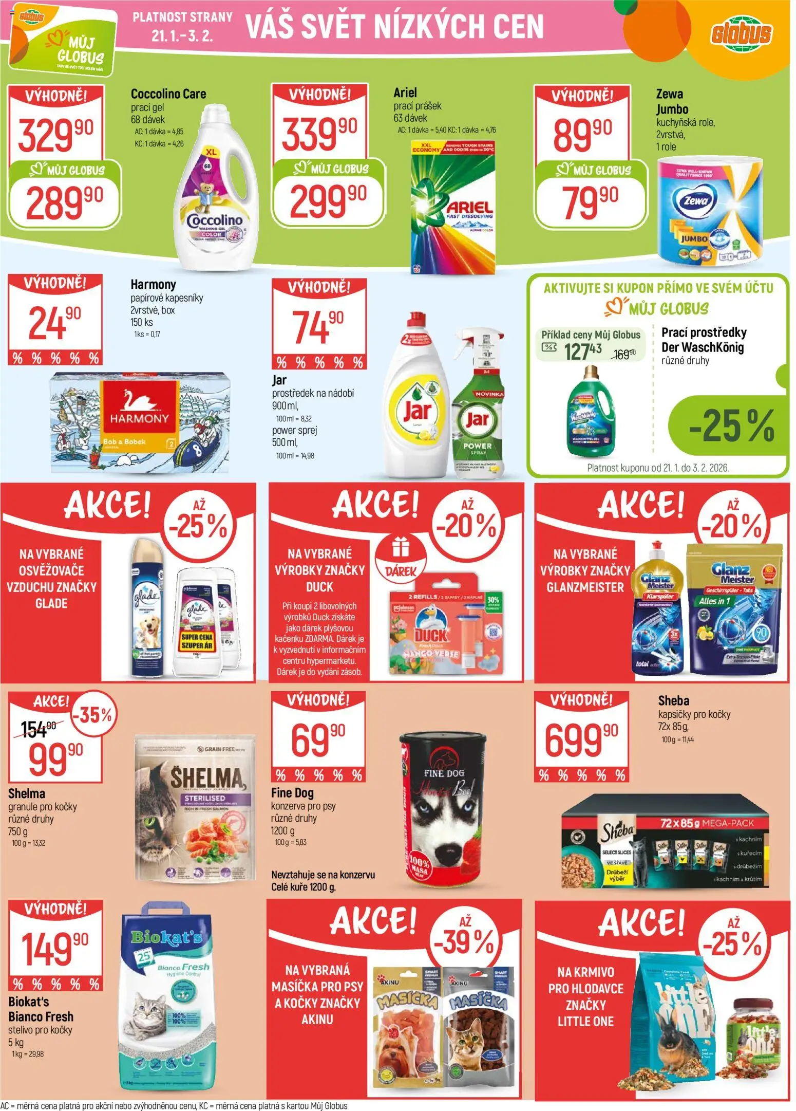 Globus leták - Opava od 21.01.2026 | Strana: 24 | Produkty: Kapsičky pro kočky, Ariel, Stelivo, Zewa