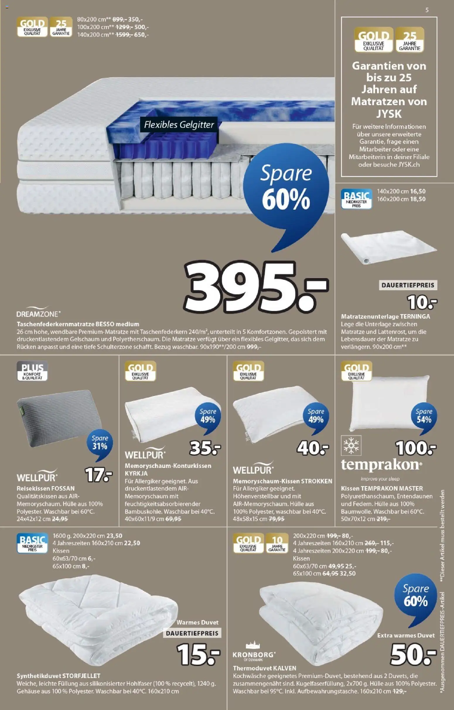 JYSK aktionen – gültig ab 03.03.2026 | Seite: 5 | Produkte: Matratze, Kissen, Hülle