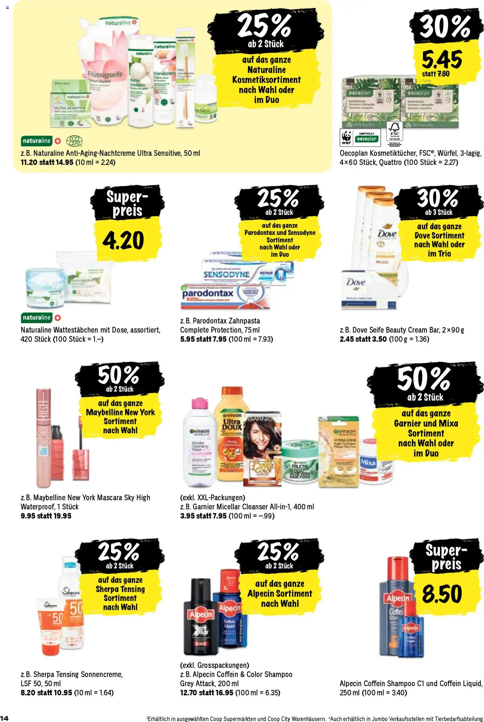Coop aktionen – gültig ab 31.03.2026 | Seite: 14 | Produkte: Wattestäbchen, Shampoo, Seife, Zahnpasta