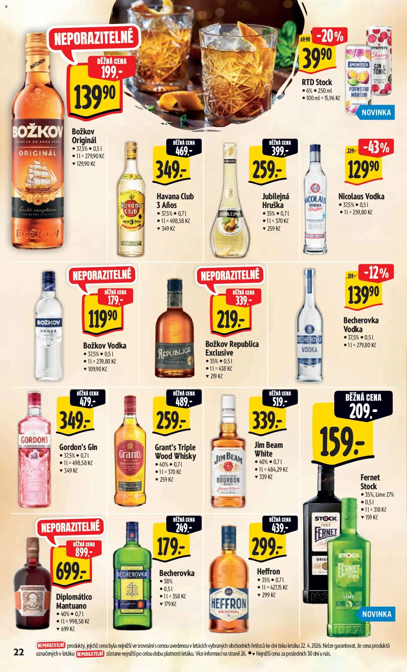 Albert leták - Hypermarket od 29.04.2026 | Strana: 30 | Produkty: Vodka Božkov, Martini, Republica, Becherovka