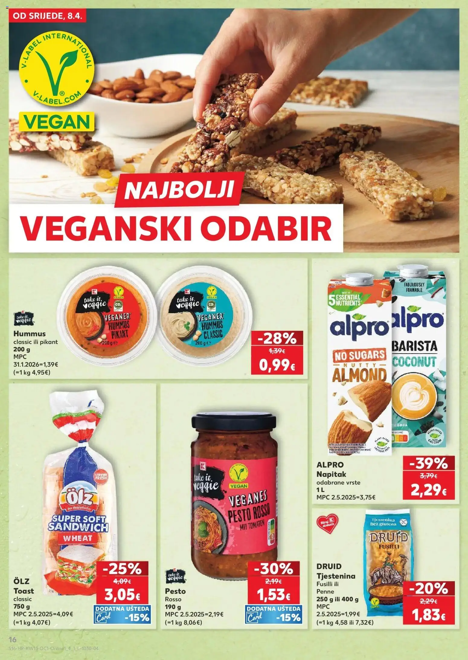 Kaufland katalog | vrijedi od 07.04.2026 | Stranica: 16 | Proizvodi: Toast, Alpro, Tjestenina, Pasta