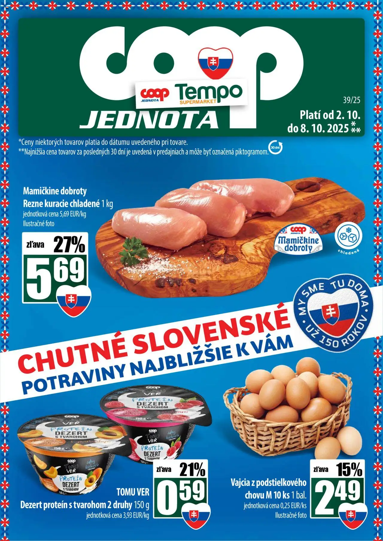 Nové COOP Jednota akcie – leták je platný od 02.10.2025 | Strana: 1 | Produkty: Vajcia, Protein