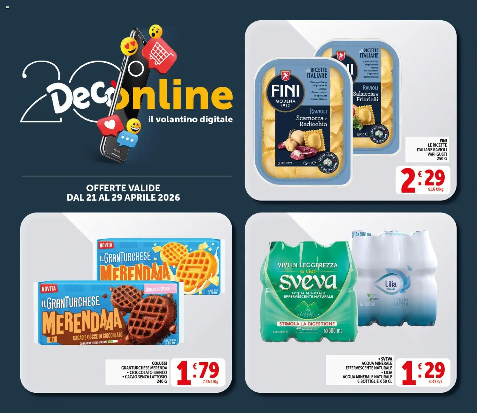Volantino Decò del 21.04.2026 | Pagina: 21 | Prodotti: Uova, Cioccolato, Farina, Acqua minerale