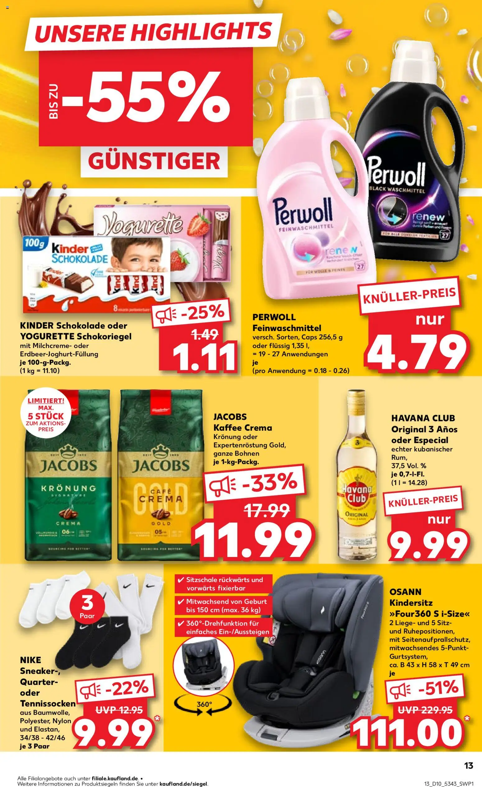 Kaufland Prospekt 	 – gültig ab 05.03.2026 | Seite: 13 | Produkte: Kinder schokolade, Kaffee, Liege, Perwoll