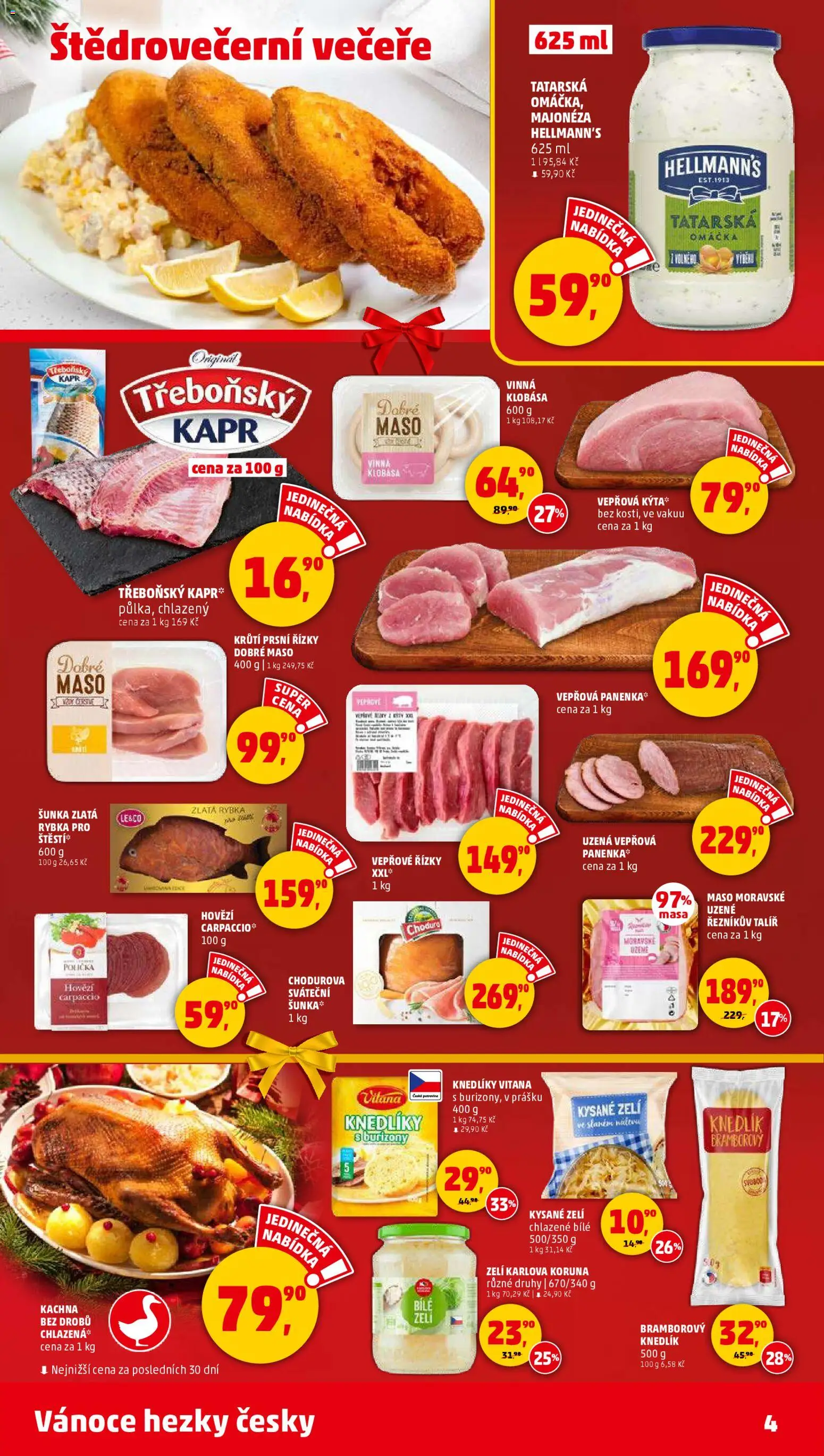 Penny Market leták - Čtvrtečník od 20.12.2025 | Strana: 4 | Produkty: Klobása, Kachna, Maso, Tatarská omáčka