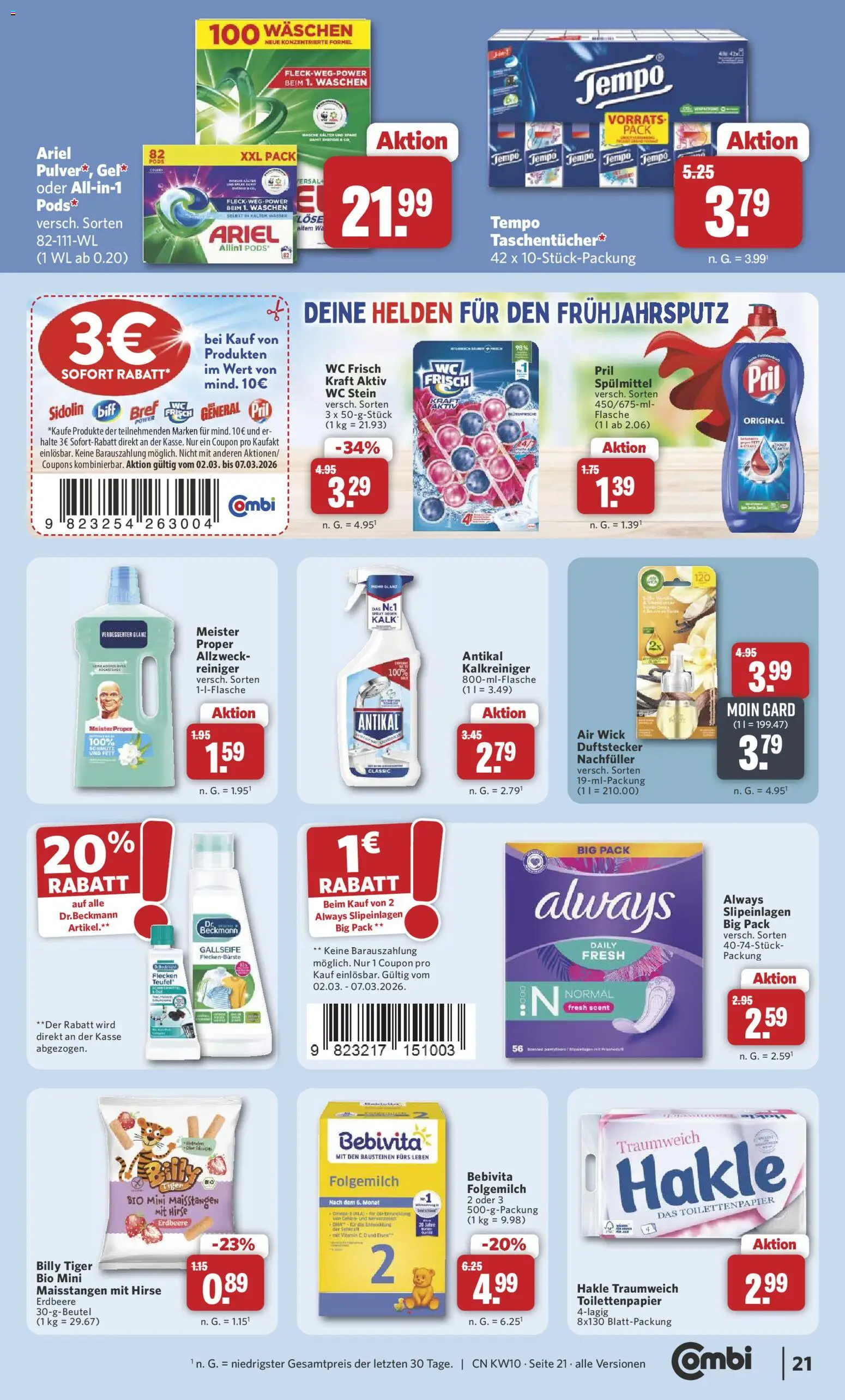 Combi Prospekt 	 – gültig ab 02.03.2026 | Seite: 23 | Produkte: Tempo, WC Stein, Pril, Toilettenpapier