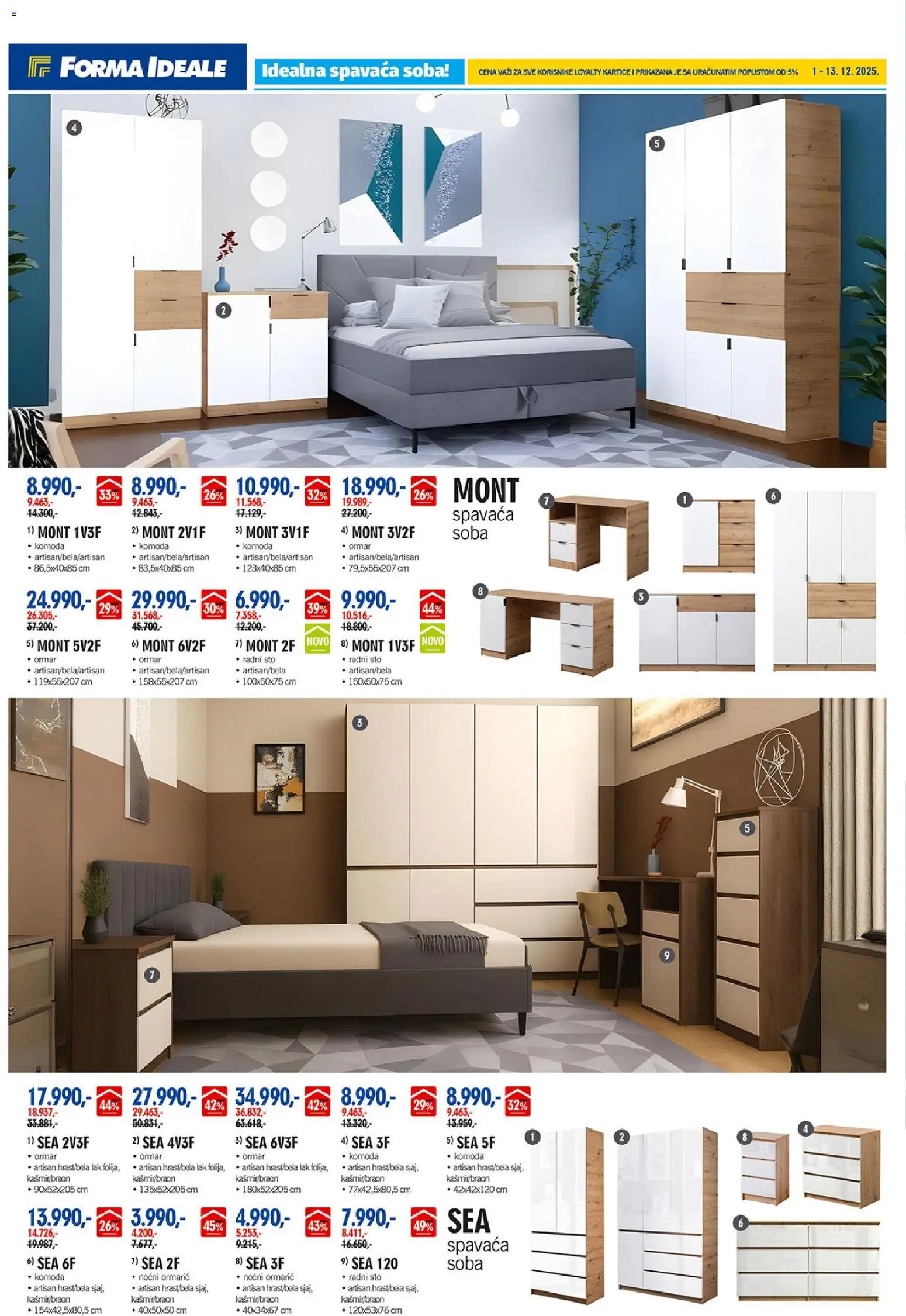 Forma Ideale katalog - važi od 01.12.2025 | Strana: 6 | Proizvode: Noćni ormarić, Sto, Radni sto, Ormar