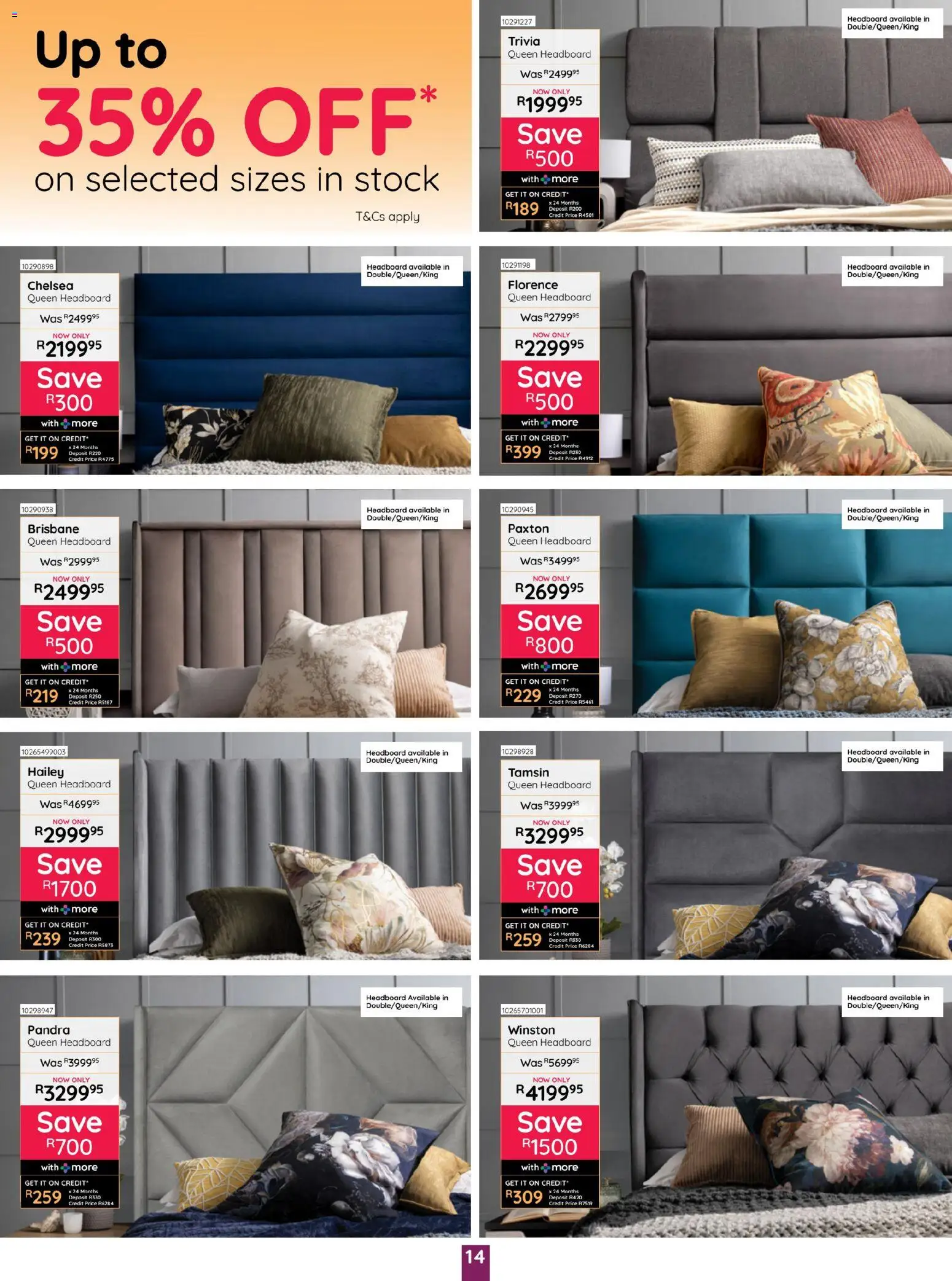 New Bradlows catalogue – valid from 19.03.2026 | Page: 14 | Products: Headboard, Stock