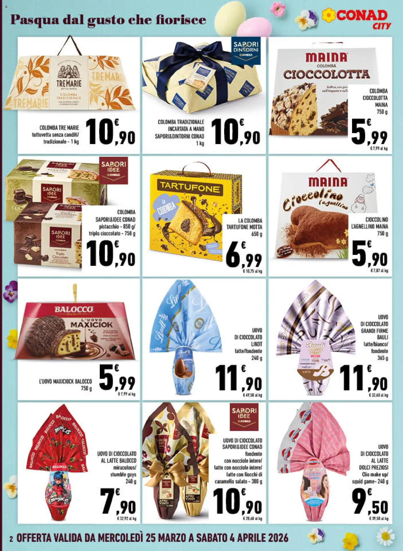 Volantino Conad del 25.03.2026 | Pagina: 2 | Prodotti: Cioccolato, Fiocchi, Latte, Nocciole