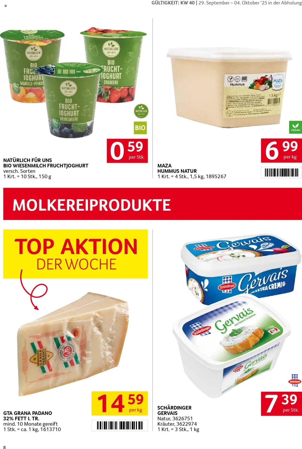 Transgourmet Flugblatt gültig ab 28.09.2025 | Seite: 8 | Produkte: Joghurt