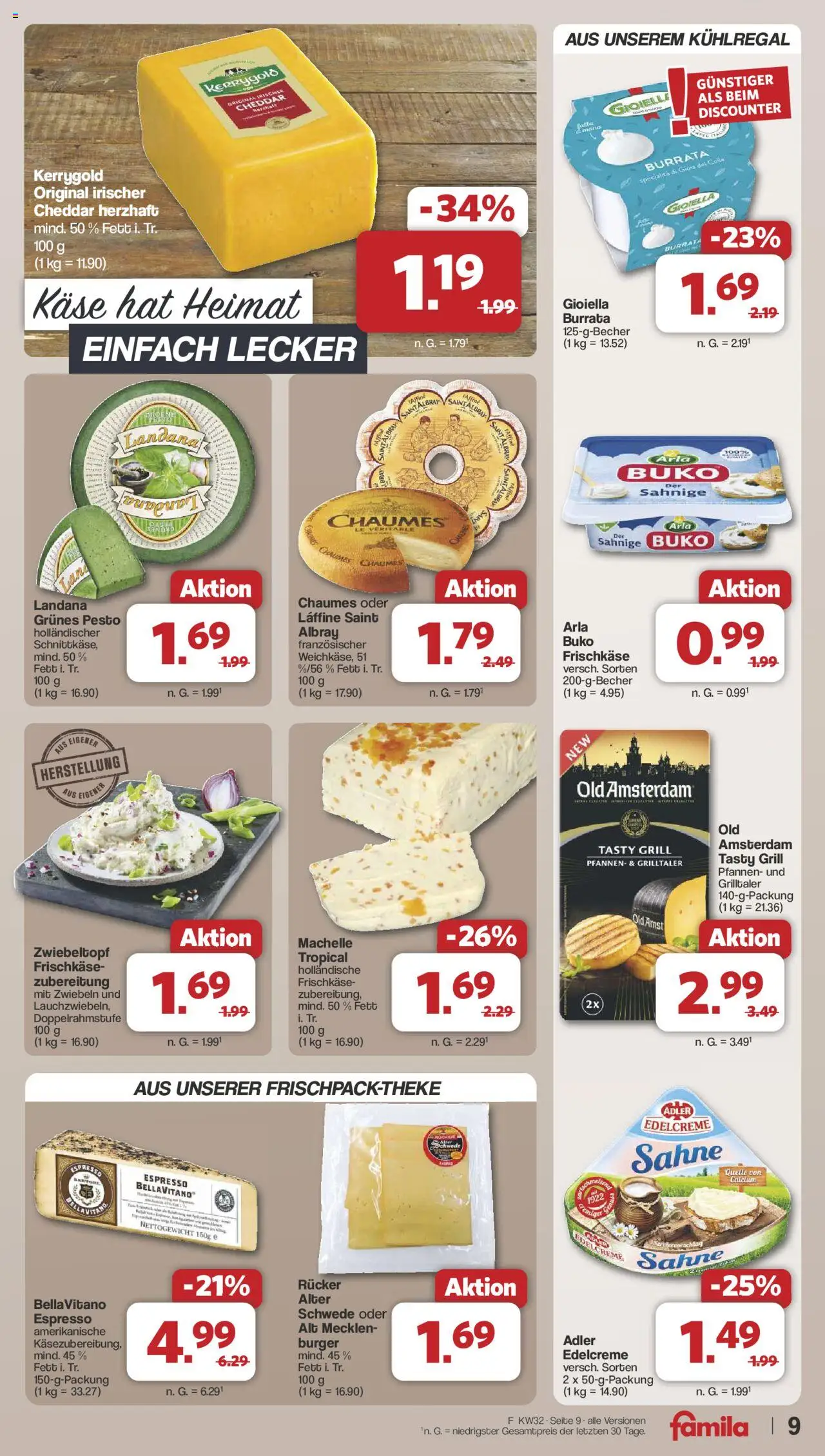 Famila Nordwest Prospekt 	 - gültig ab dem 03.08.2025 | Seite: 9 | Produkte: Grill, Käse, Burger, Sahne