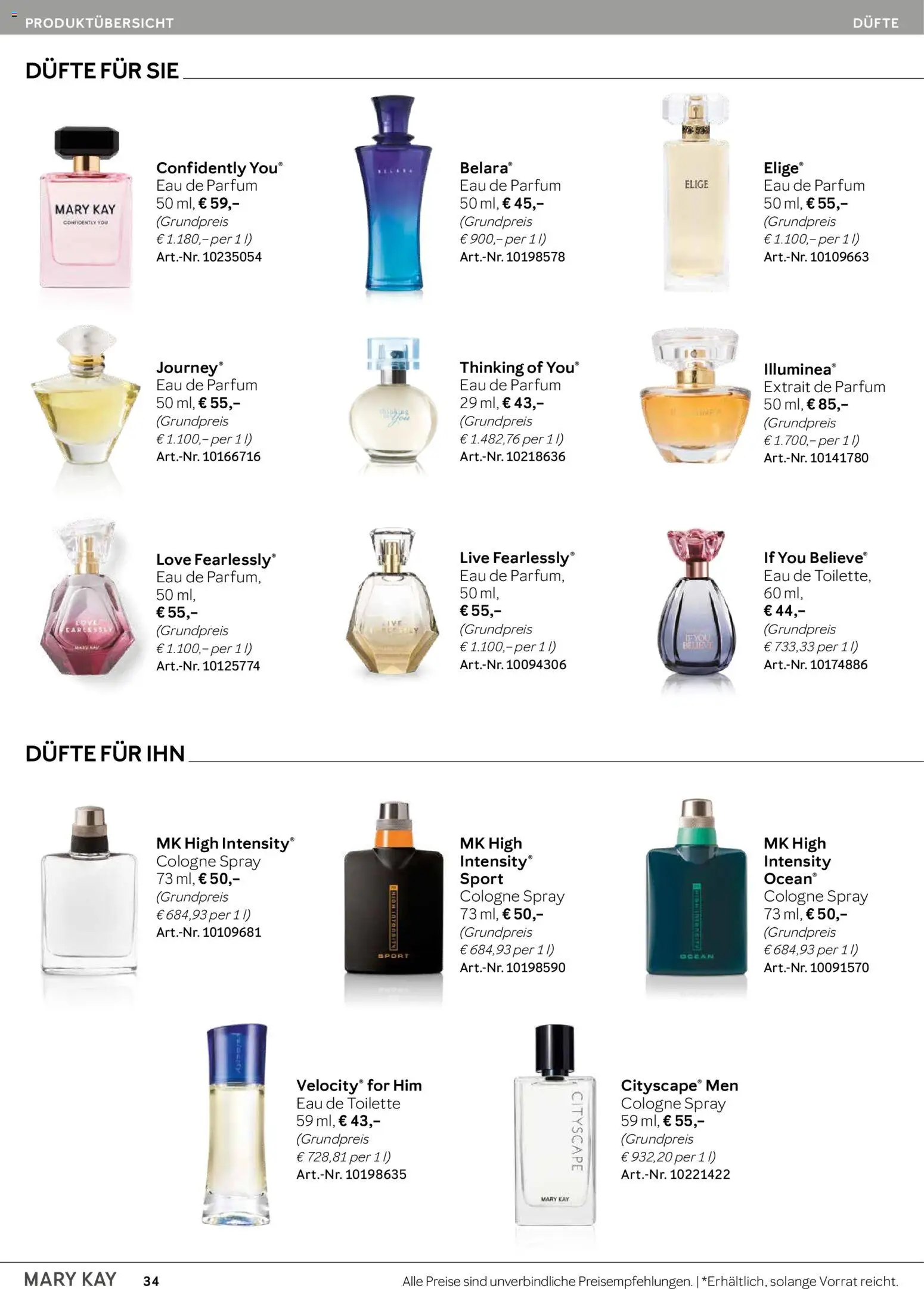 Mary Kay Katalog – gültig ab 15.04.2026 | Seite: 34 | Produkte: Toilette, Parfüm, Eau de Toilette, Eau de Parfum