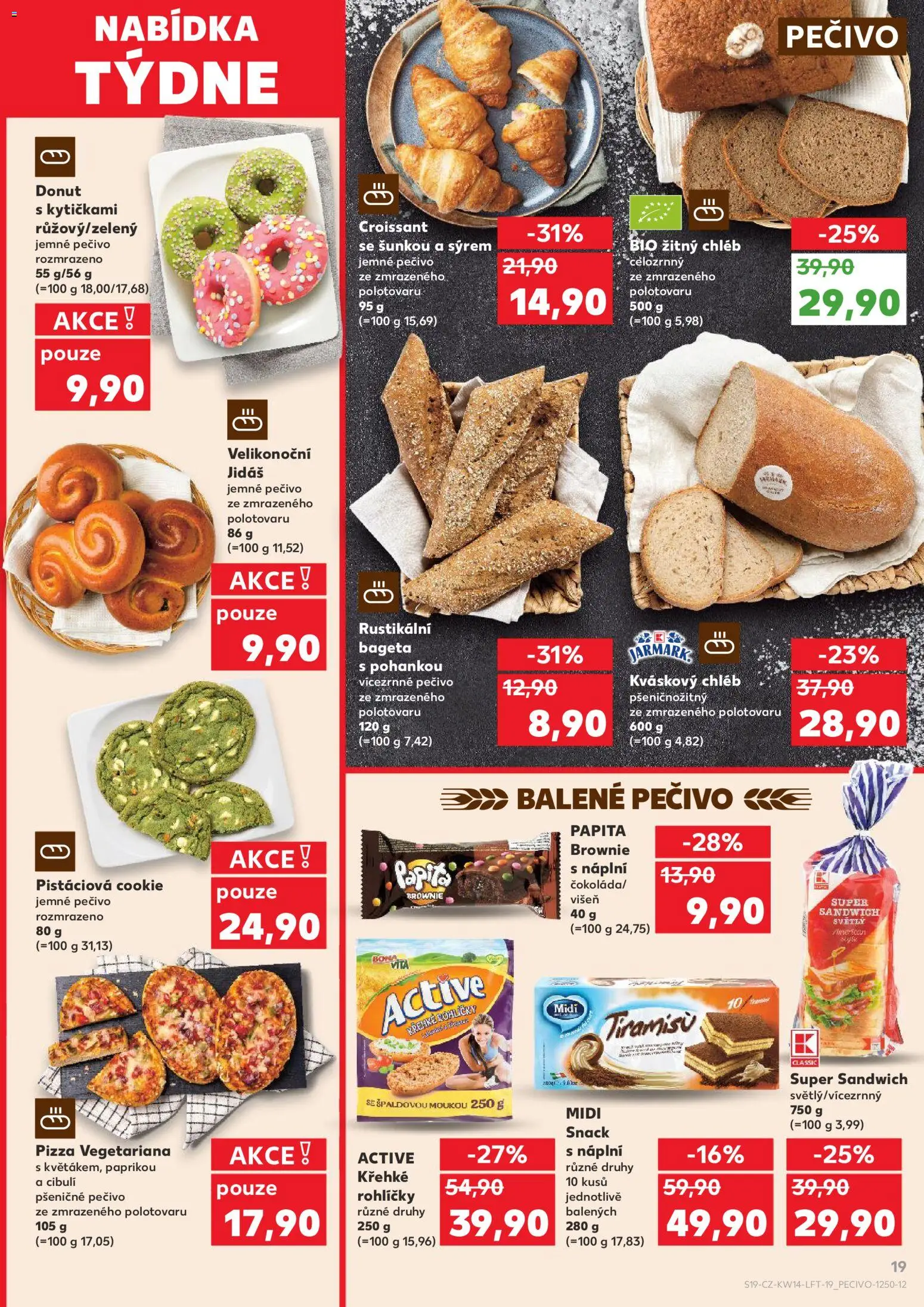 Kaufland leták - Praha 8 od 01.04.2026 | Strana: 19 | Produkty: Chléb, Pizza, Brownie, Žitný chléb