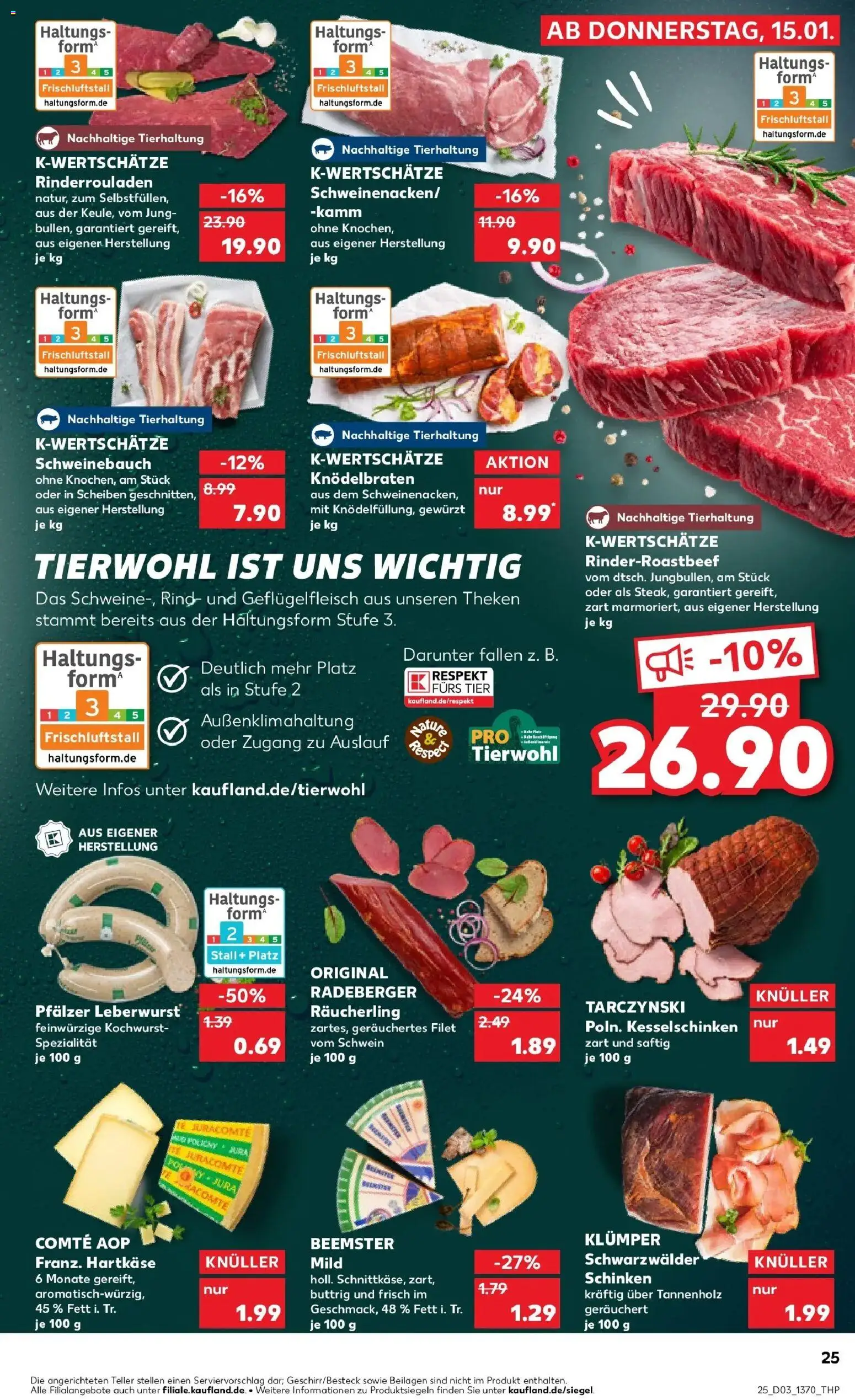 Kaufland prospekt Viersen	 – gültig ab 15.01.2026 | Seite: 25 | Produkte: Rinderrouladen, Jura, Schweinebauch, Schinken
